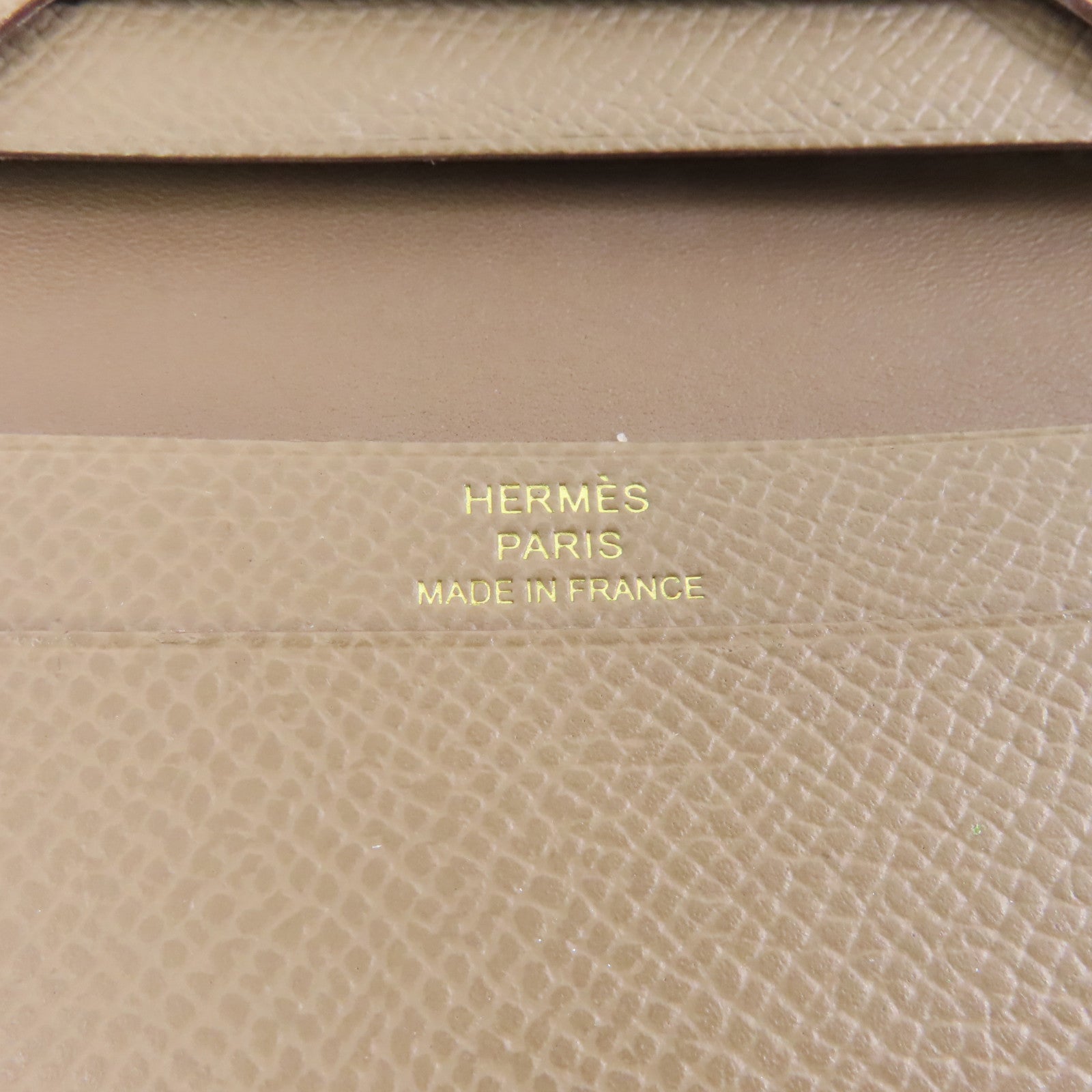 HERMES Epsom皮革Bearn Card Case金扣卡片套Etoupe/米灰色