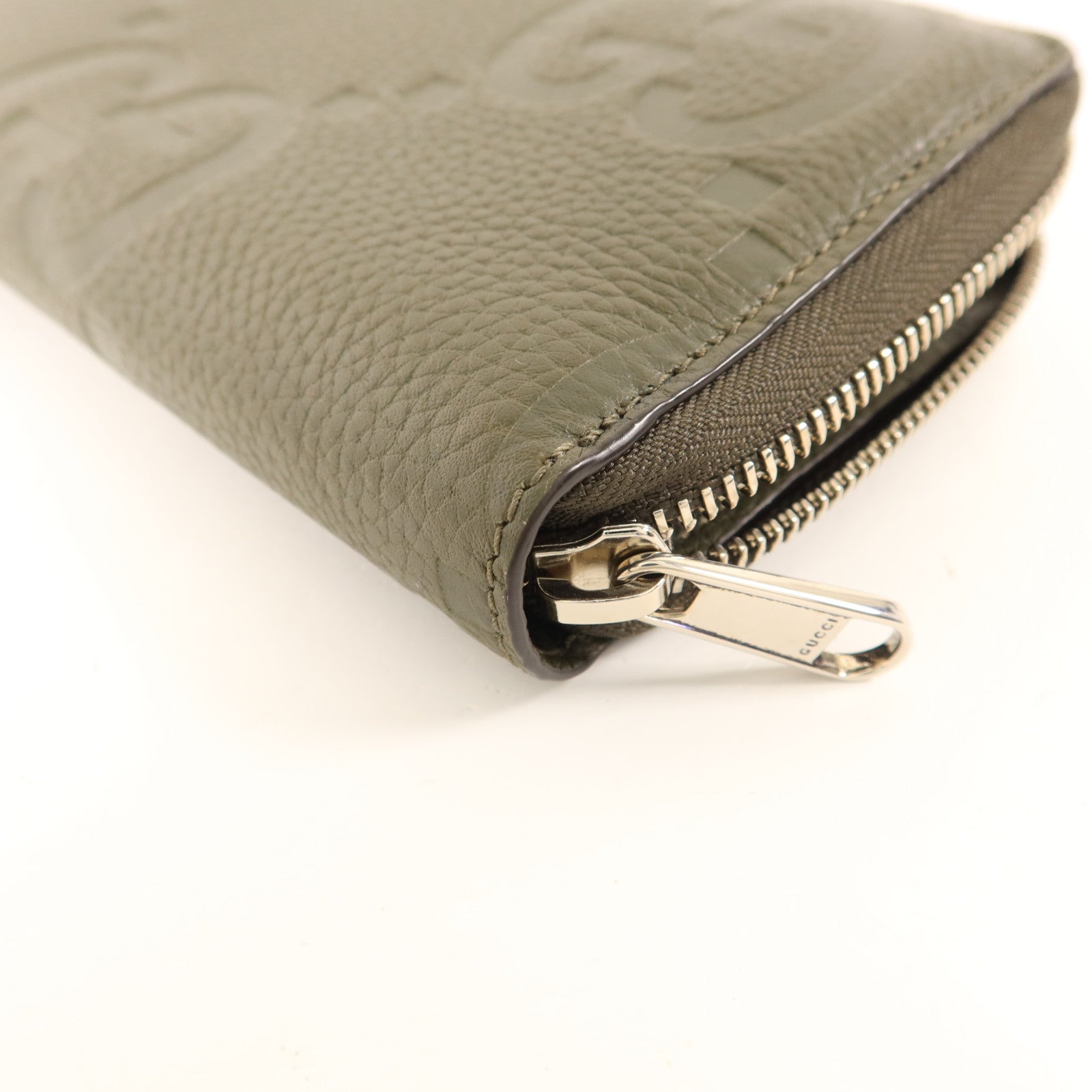GUCCI 牛皮皮革Long Round Wallet銀扣長錢包