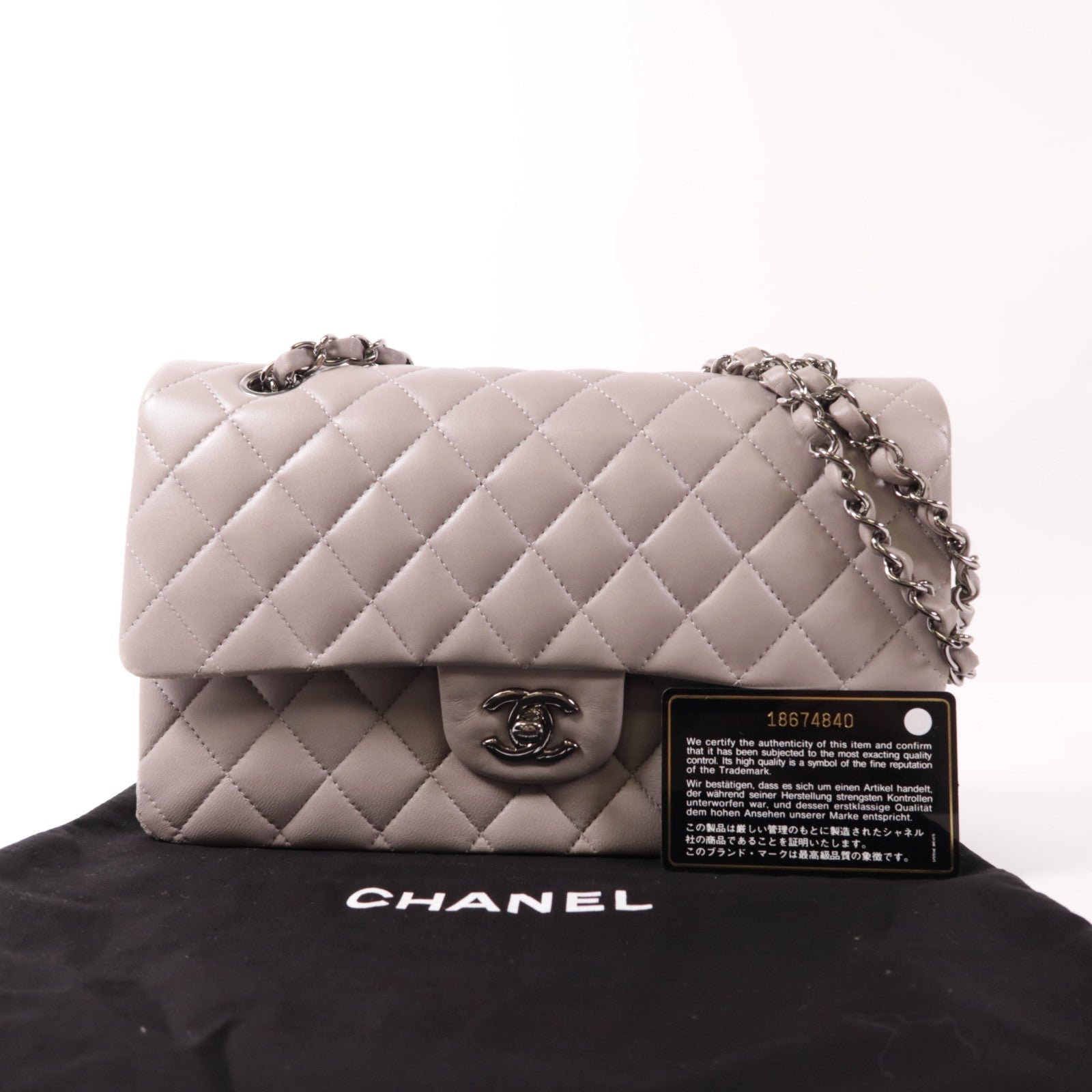 CHANEL 羊皮皮革Classic 25銀扣鏈帶肩背袋