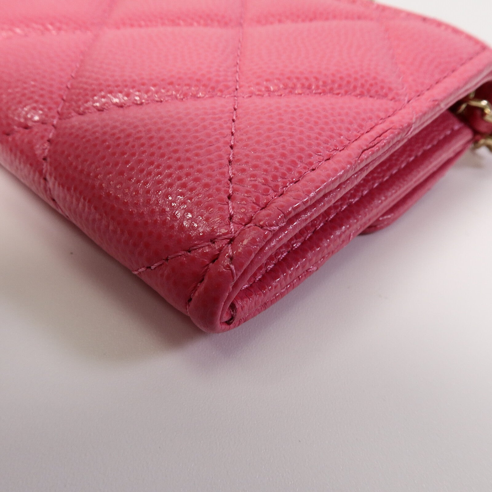CHANEL 牛皮皮革Quiled Flap Card Holder On Chain鏈帶肩背袋