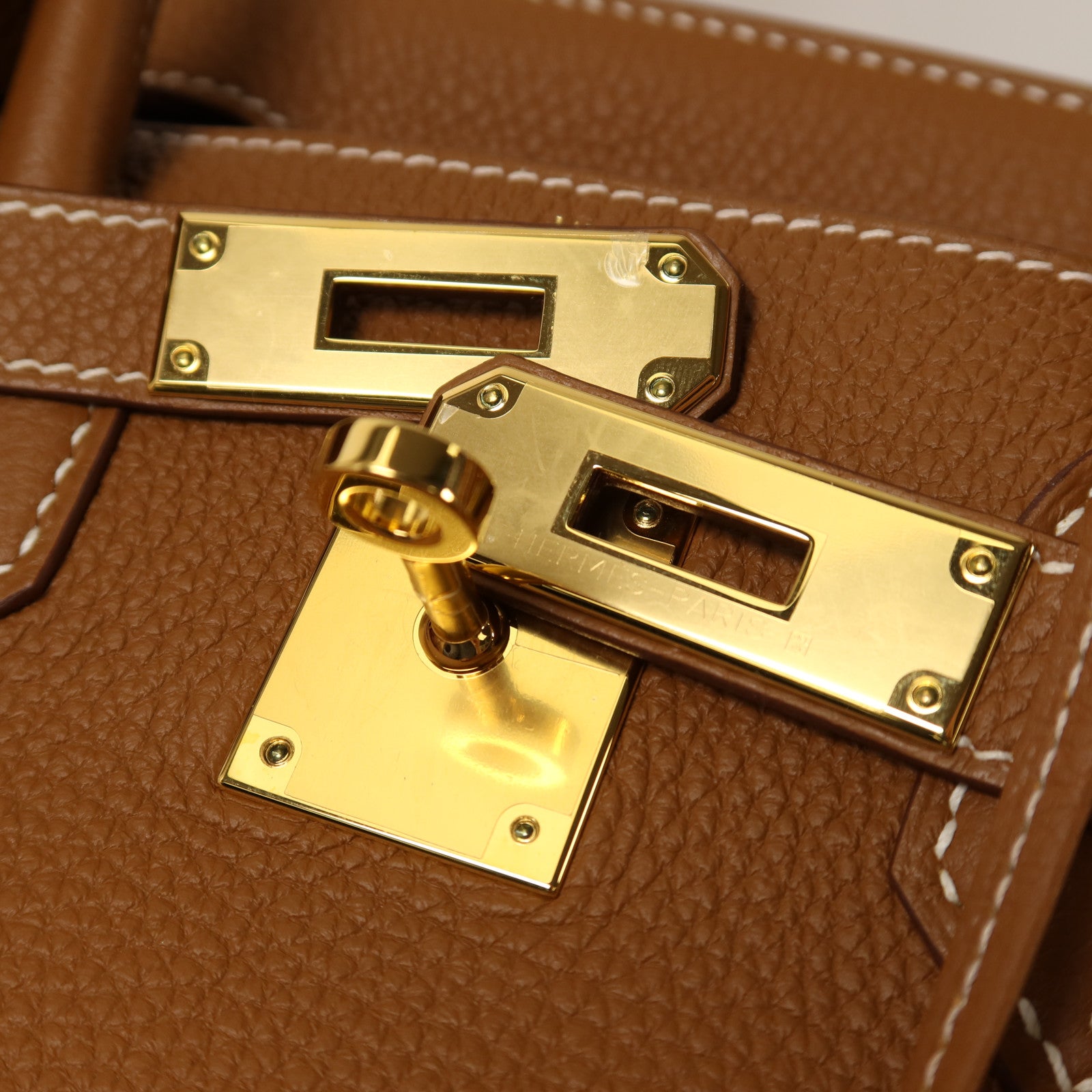 HERMES Clemence皮革Birkin 30金扣手挽袋Gold