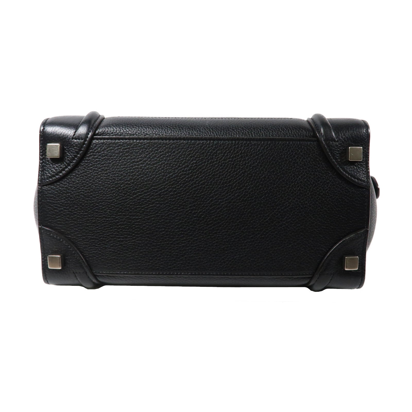 CELINE 牛皮皮革Luggage銀扣肩背袋黑色