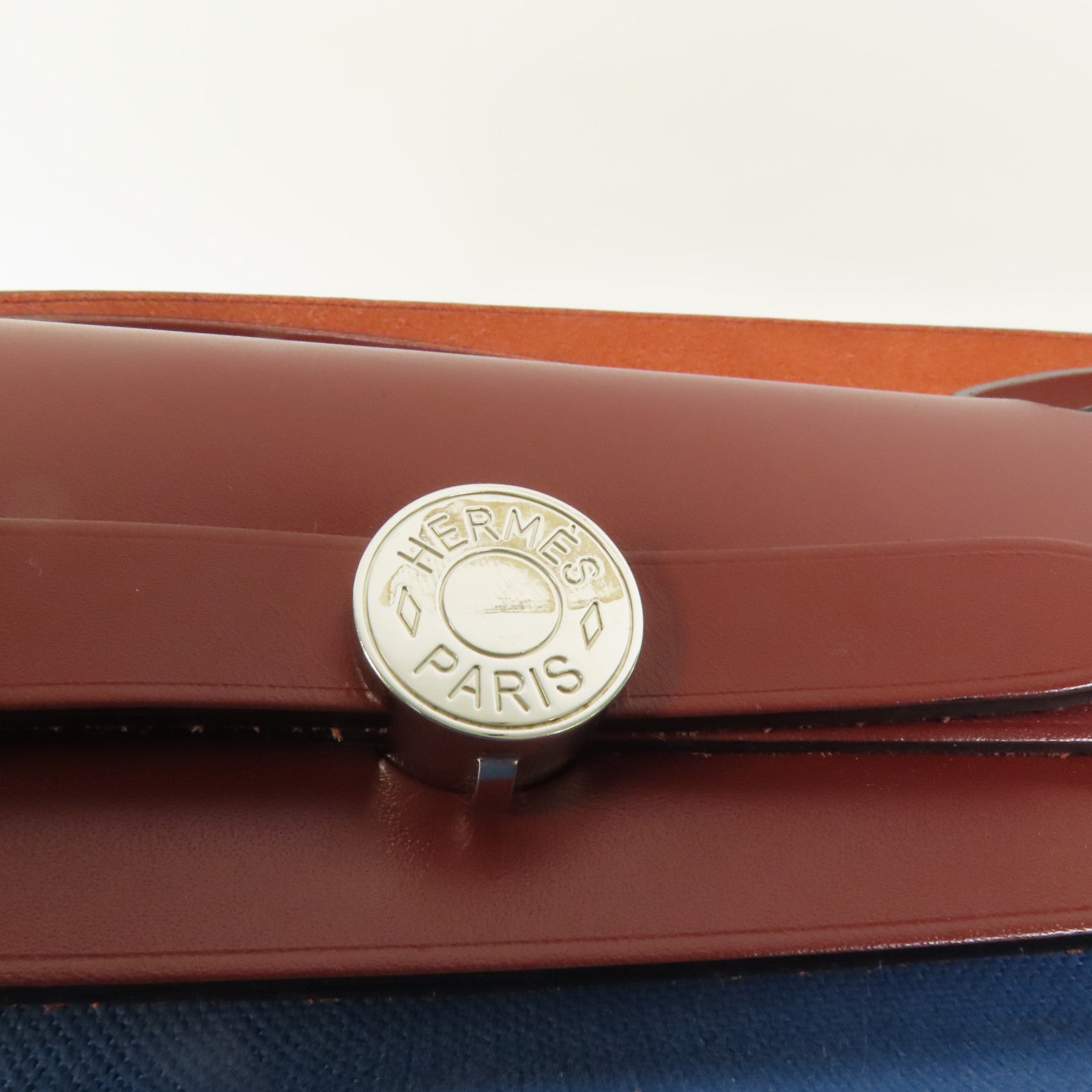 HERMES 帆布Herbag PM銀扣手挽肩背兩用袋Blue Tempete