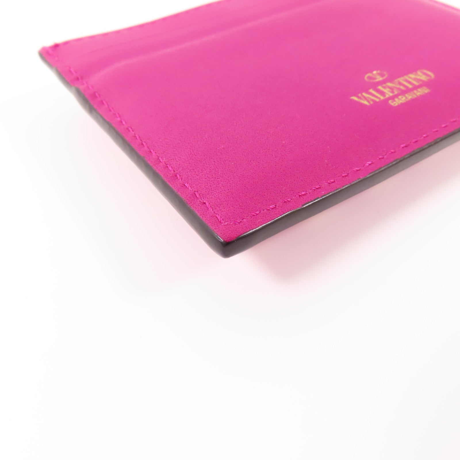 Valentino 牛皮皮革Card Case卡片套粉紅色