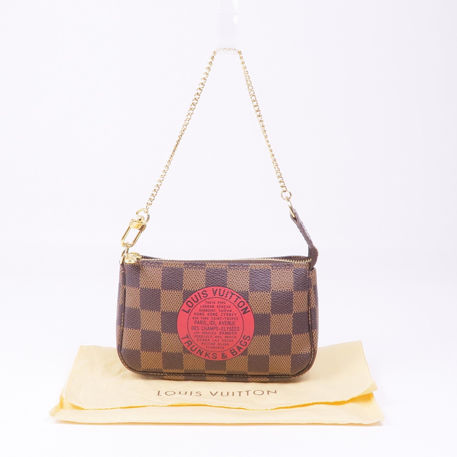 LOUIS VUITTON Damier Mini Pochette Accessoires金扣手挽袋