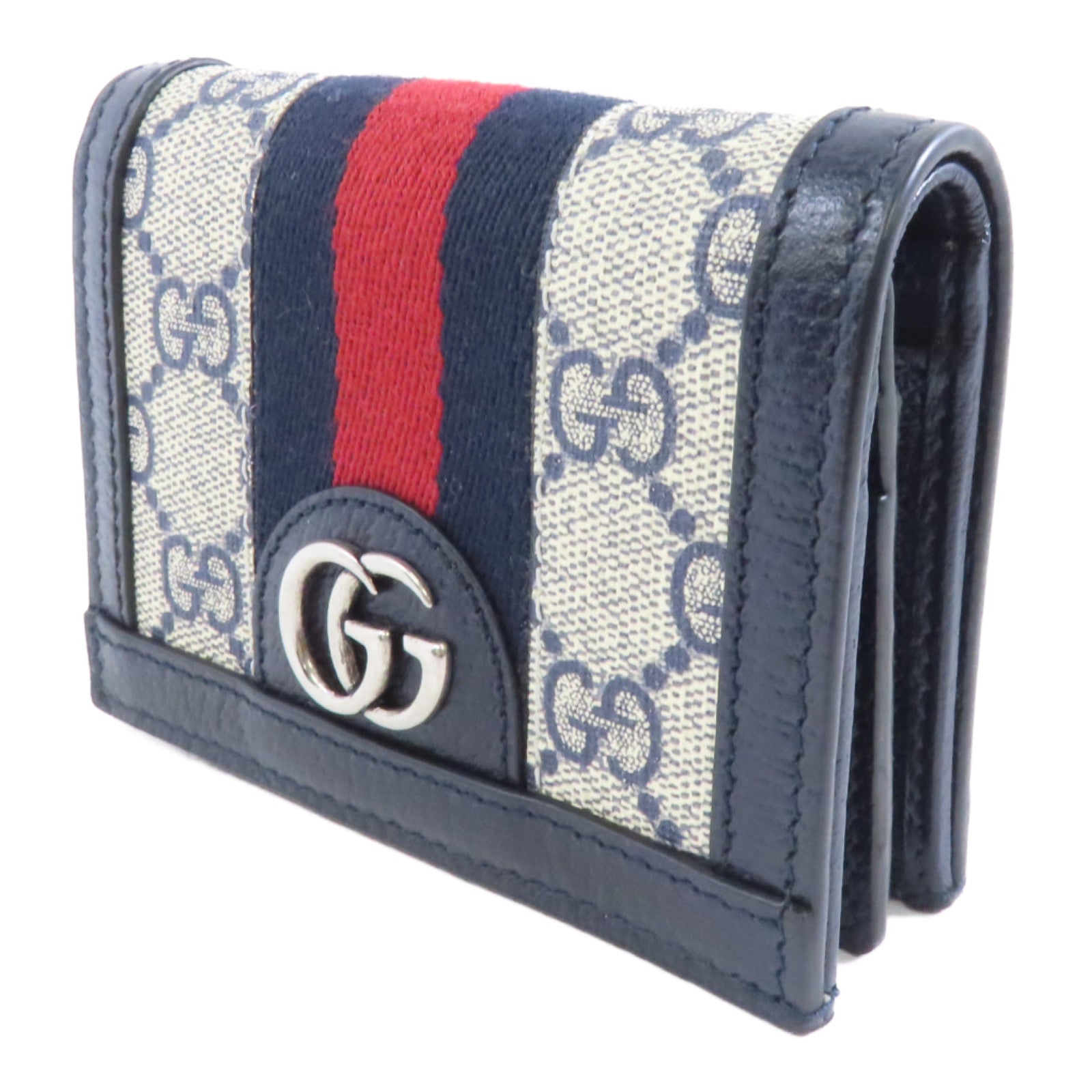 GUCCI 塗層帆布GG Surpreme Wallet銀扣錢包藍色/米色