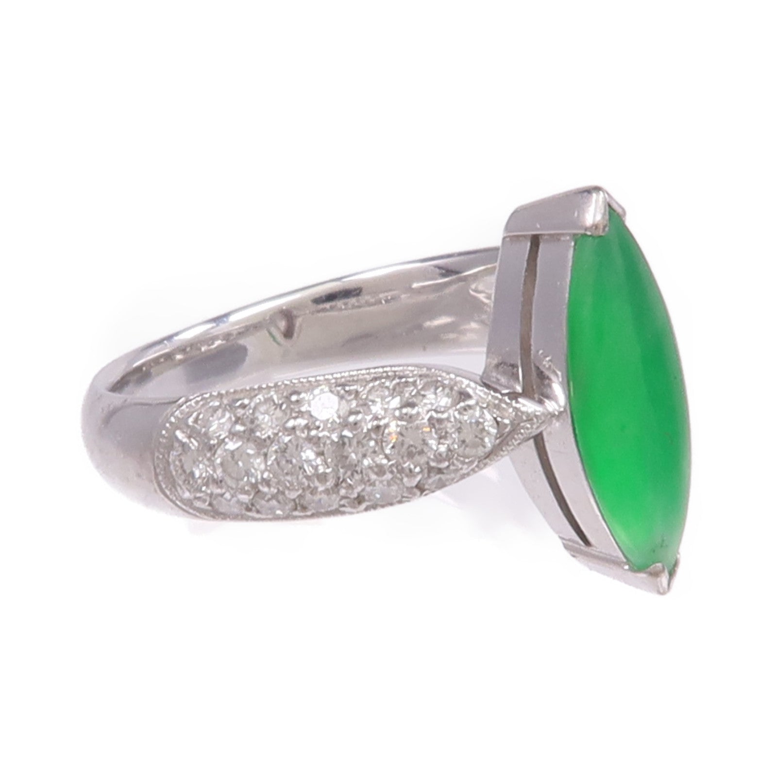 JEWELRY 【激減優惠】18K白金Jade Diamond Ring翡翠/鑽石戒指US#4.75