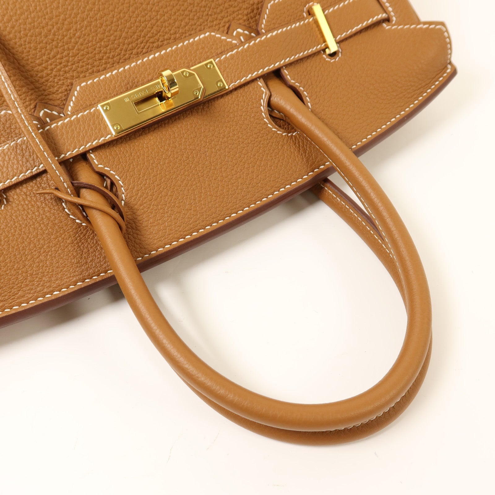 HERMES Clemence皮革Birkin 30金扣手挽袋Gold