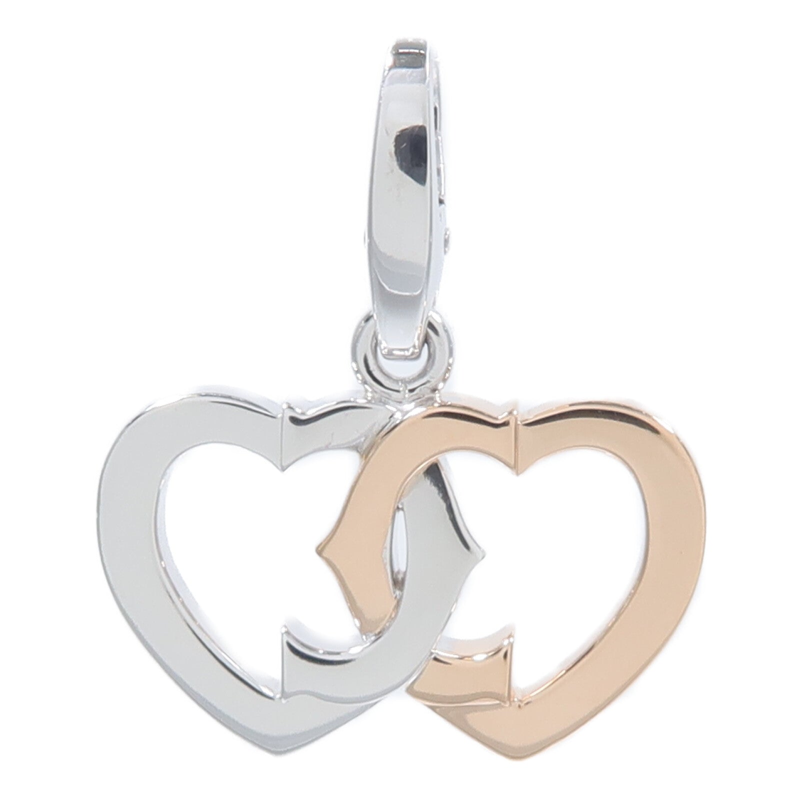 CARTIER 18K白金/玫瑰金Double C吊墜