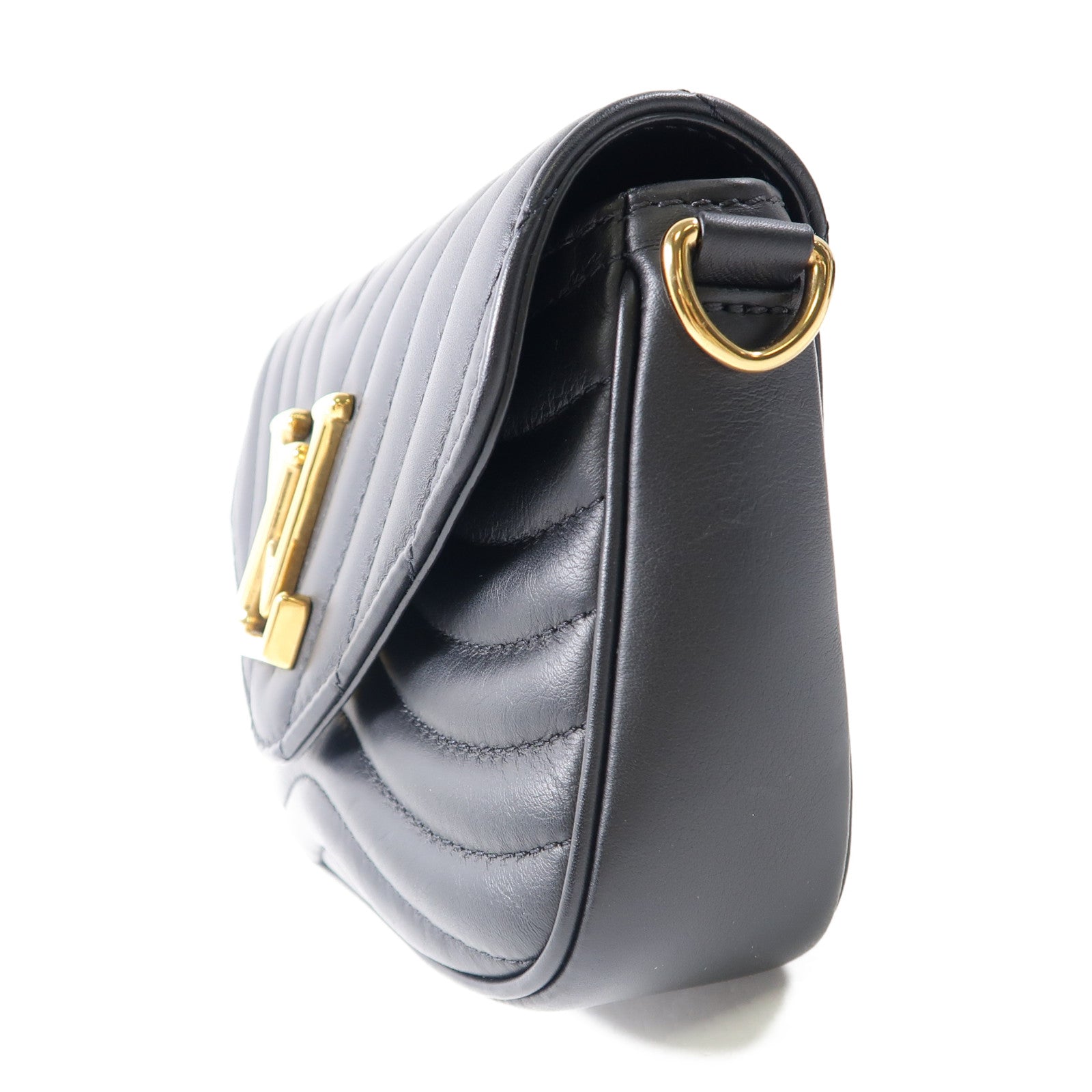 LOUIS VUITTON 牛皮皮革New Wave金扣肩背袋黑色