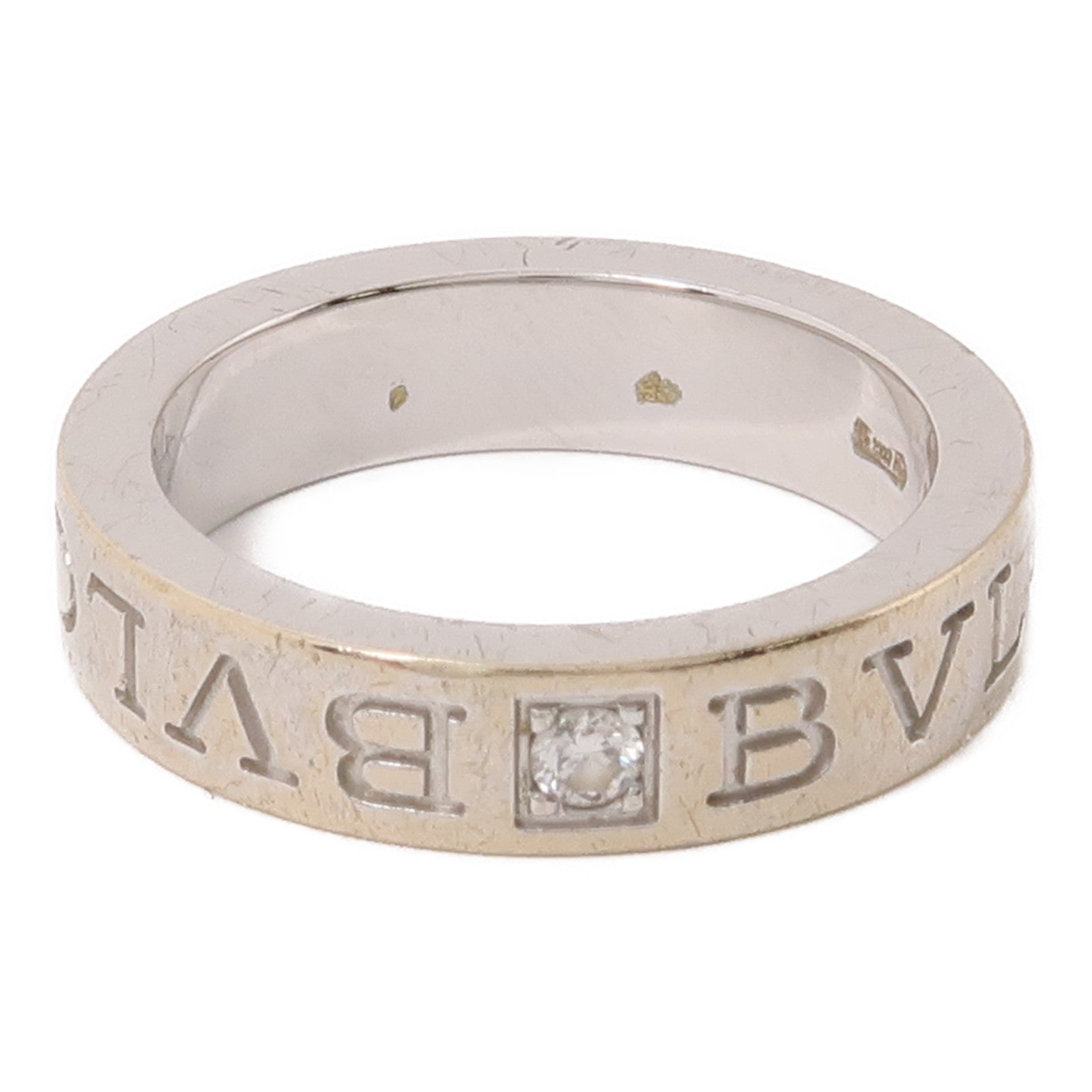 BVLGARI 18K白金Double Logo 1p Diamond Ring鑽石戒指US#4.25