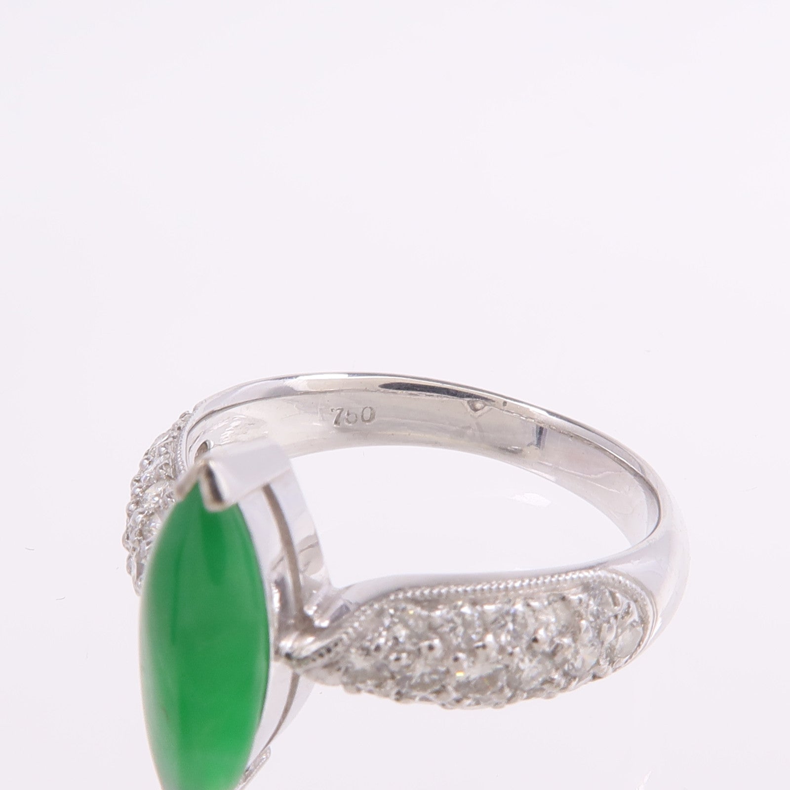 JEWELRY 【激減優惠】18K白金Jade Diamond Ring翡翠/鑽石戒指US#4.75