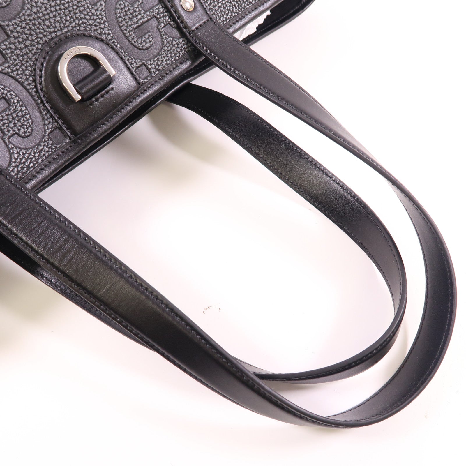 GUCCI Leather GG Tote Bag Shoulder Tote 818771 Leather Gray