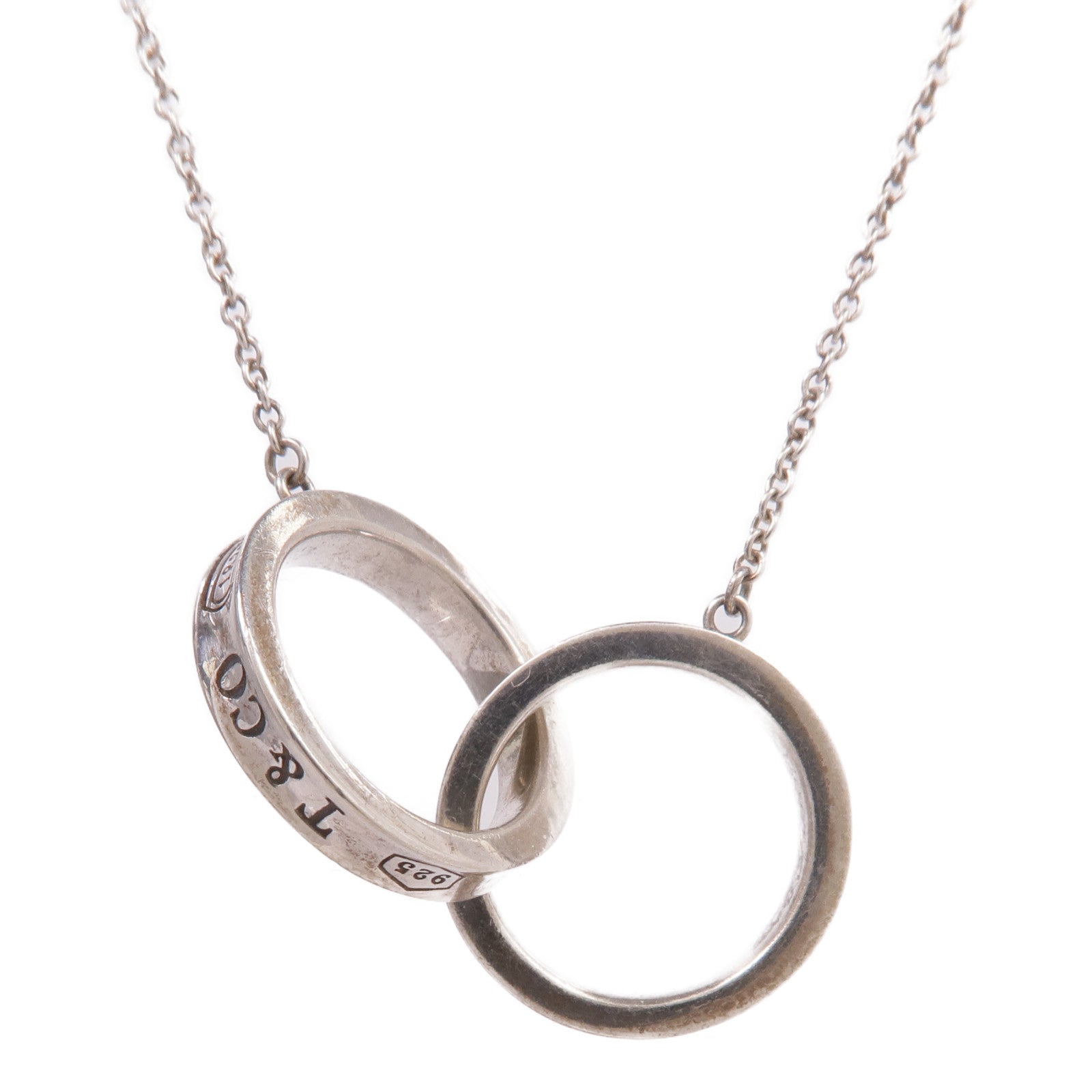 TIFFANY＆CO 925純銀Interlock Circle Pendant Necklace項鍊