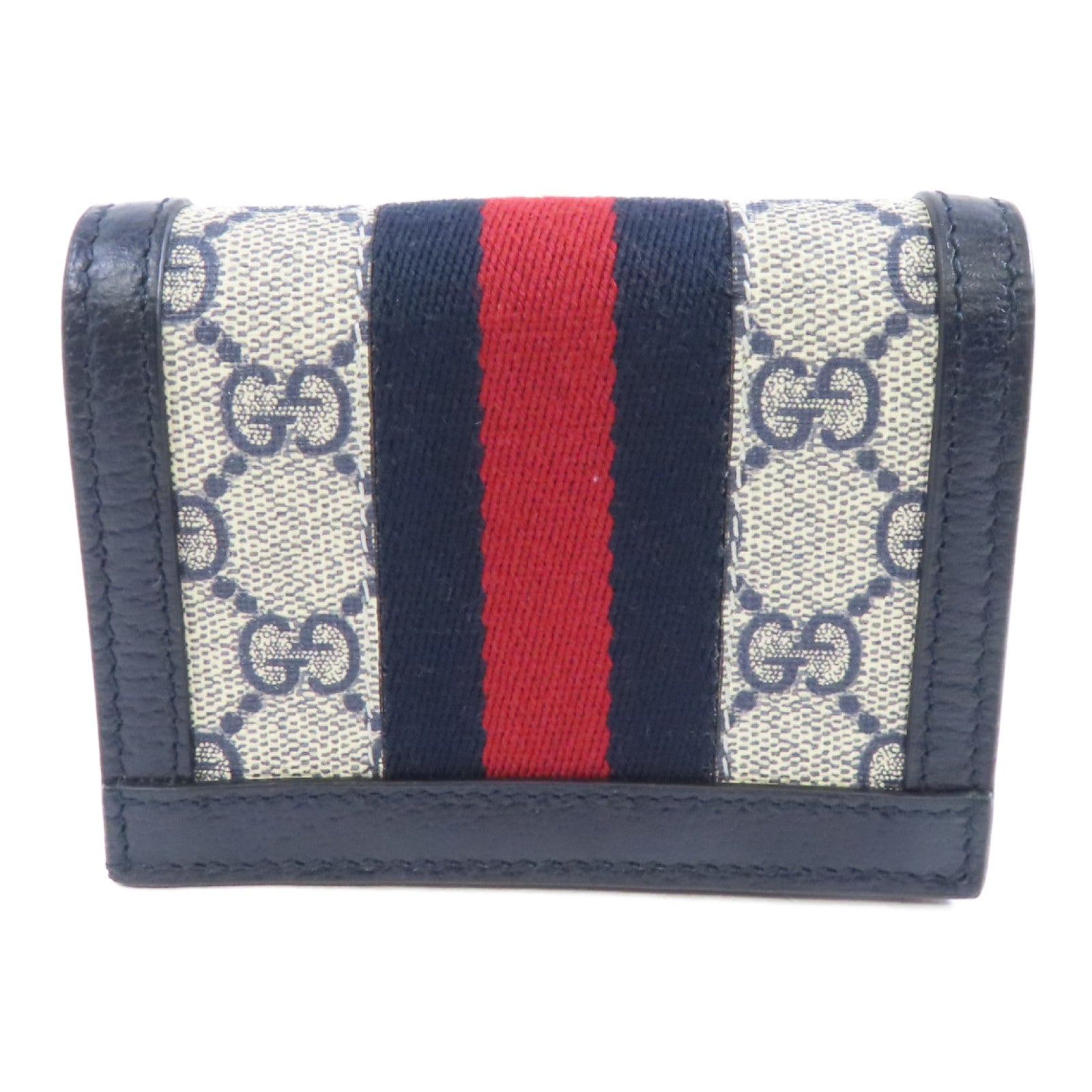 GUCCI 塗層帆布GG Surpreme Wallet銀扣錢包藍色/米色