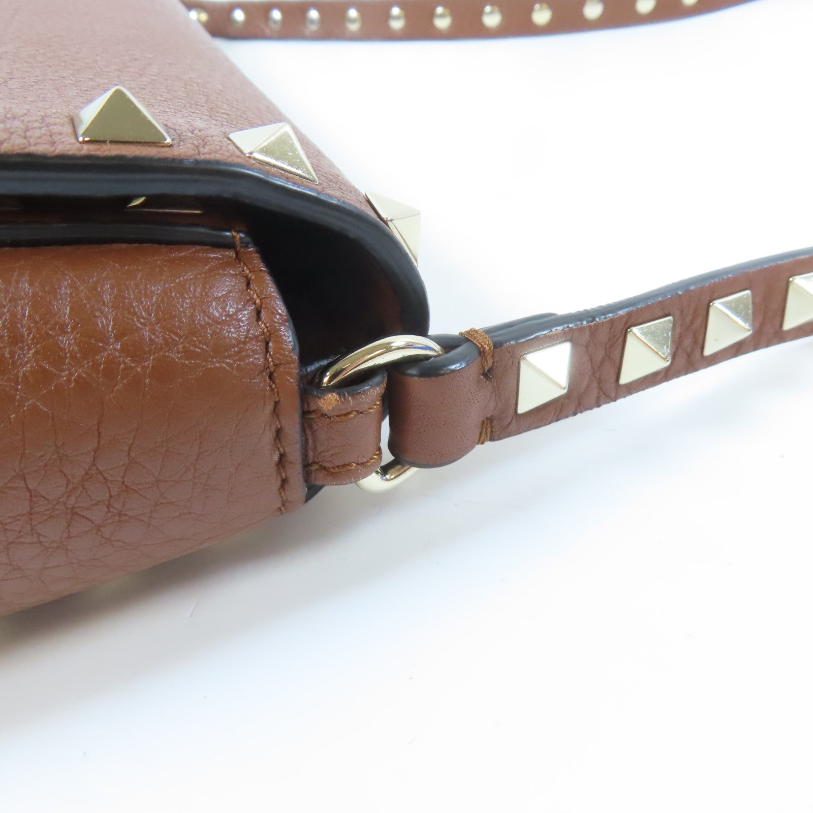 Valentino 牛皮皮革Shoulder Bag金扣肩背袋啡色
