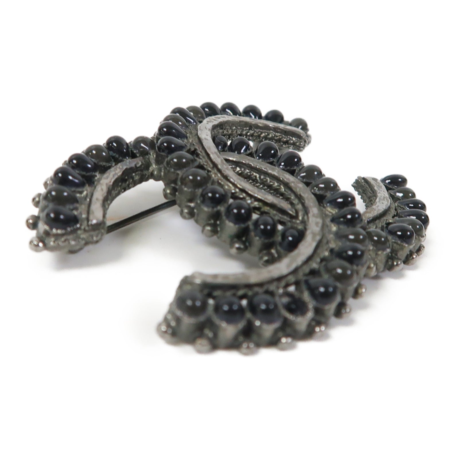 CHANEL 金屬CC Logo Brooch胸針黑色
