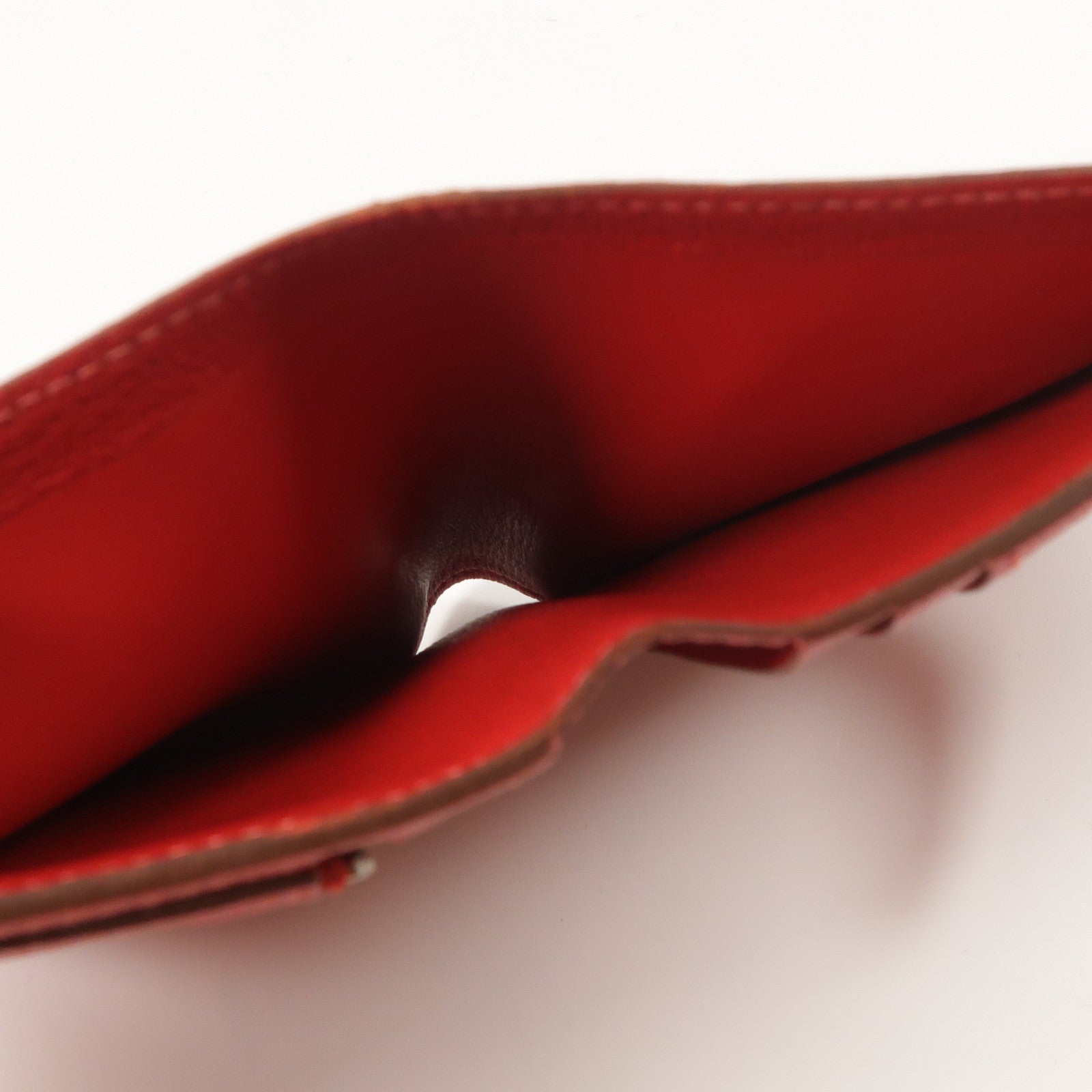 HERMES Chevre皮革Bearn Compact Wallet錢包Rose Lipstick/Rouge Casaque
