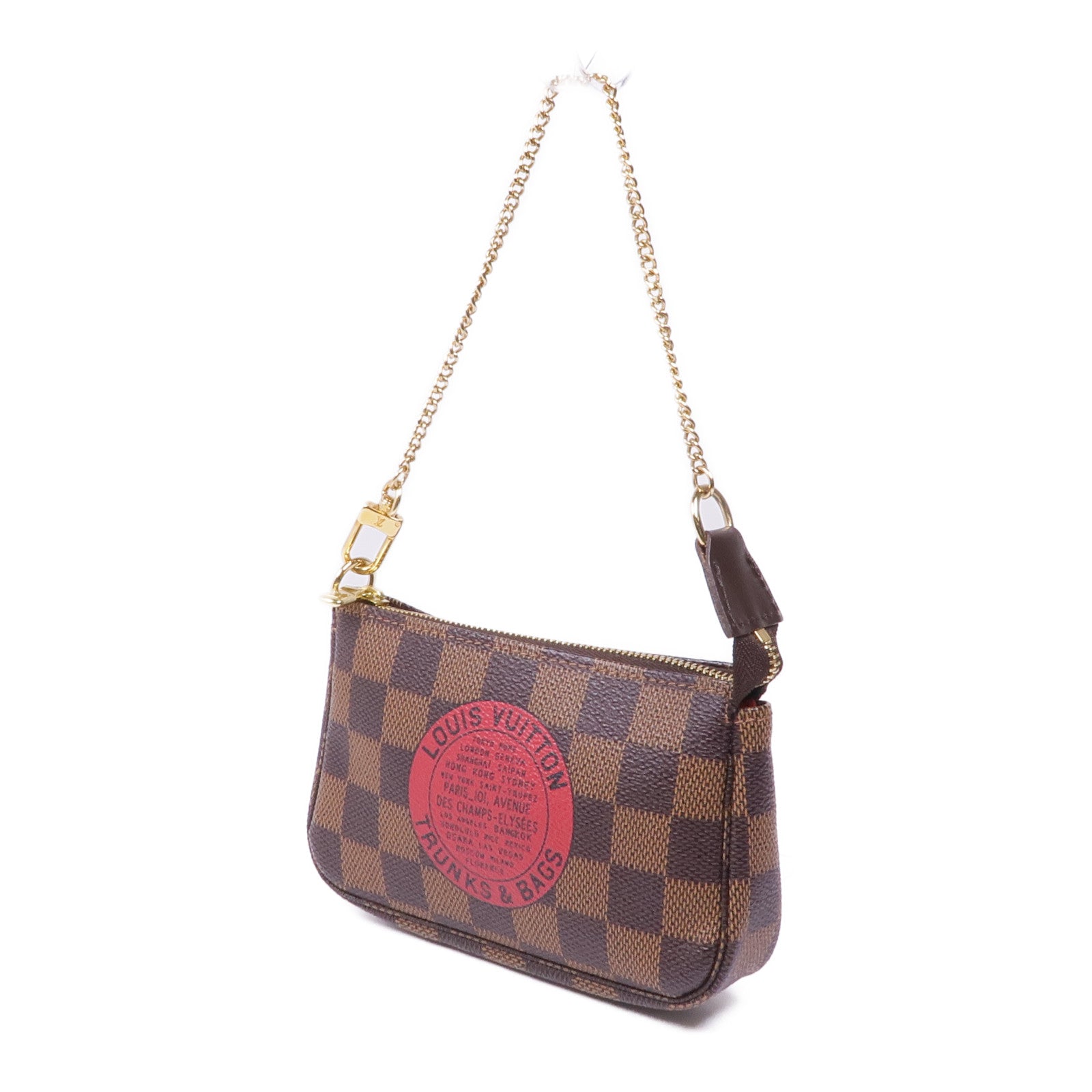 LOUIS VUITTON Damier Mini Pochette Accessoires金扣手挽袋