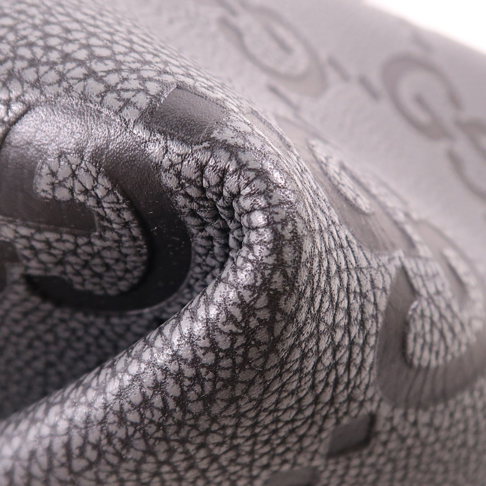 GUCCI Leather GG Tote Bag Shoulder Tote 818771 Leather Gray