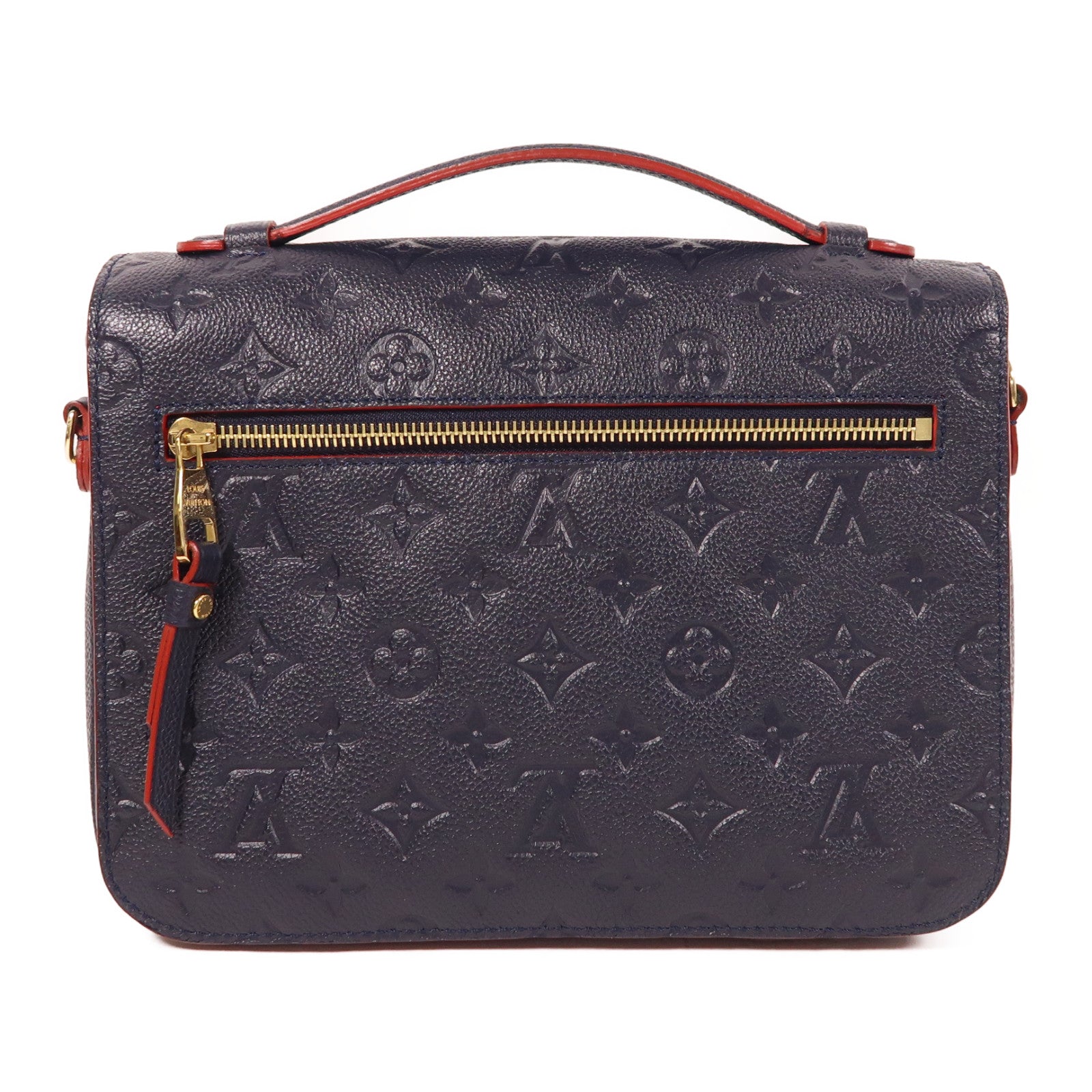 LOUIS VUITTON Monogram Empreinte Pochette Metis金扣手挽肩背兩用袋深藍色