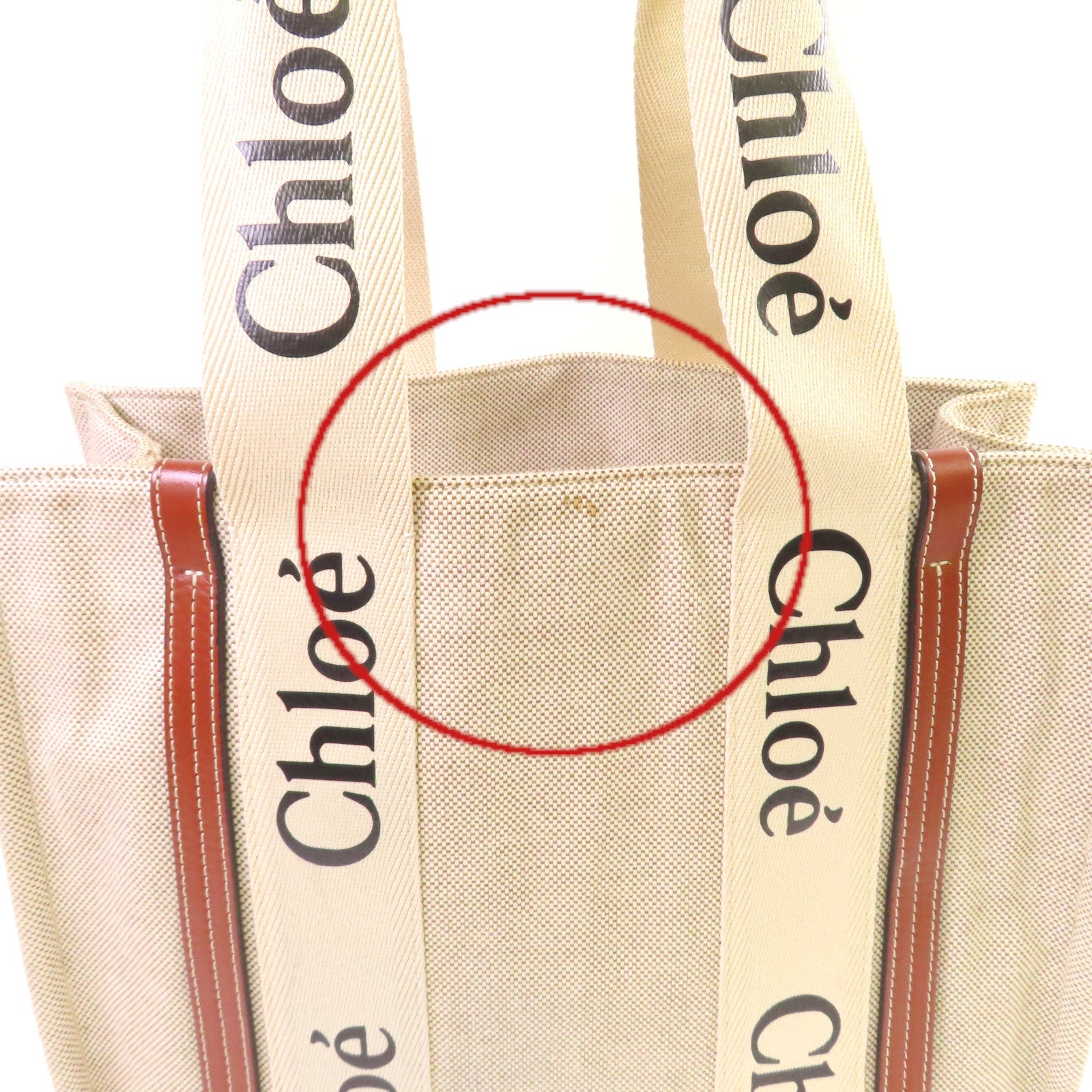 Chloe 帆布Woody Tote Medium Bag肩背袋杏色/啡色
