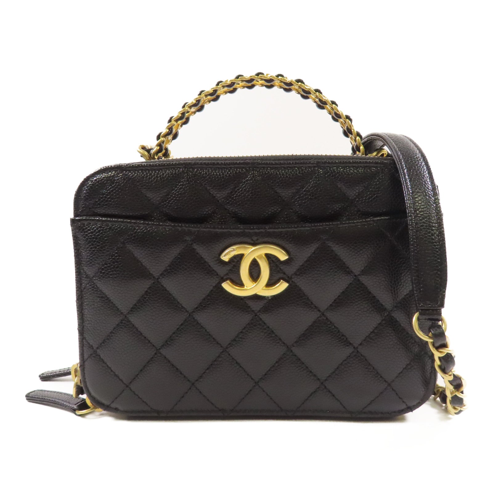 CHANEL 牛皮皮革2 Way Shoulder金扣手挽肩背兩用袋