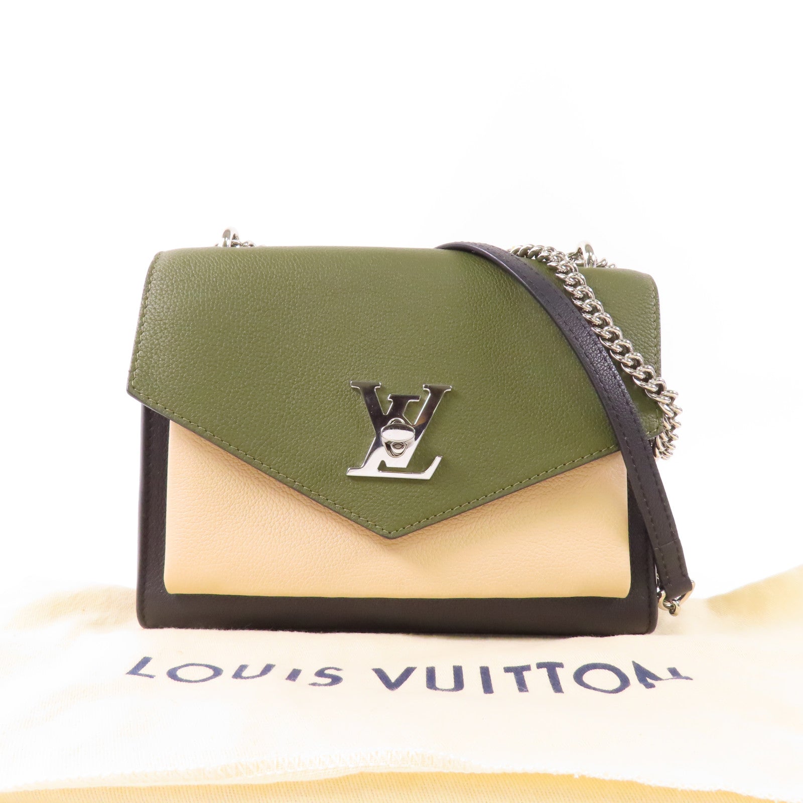 LOUIS VUITTON 牛皮皮革My Lock Me Chain Bag銀扣肩背袋