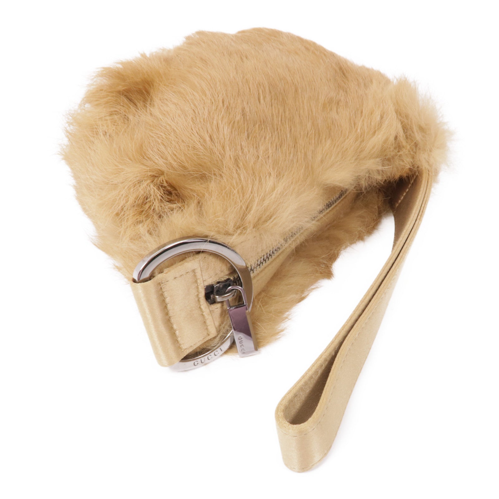 GUCCI 【激減優惠】兔毛Clutch手挽袋棕色