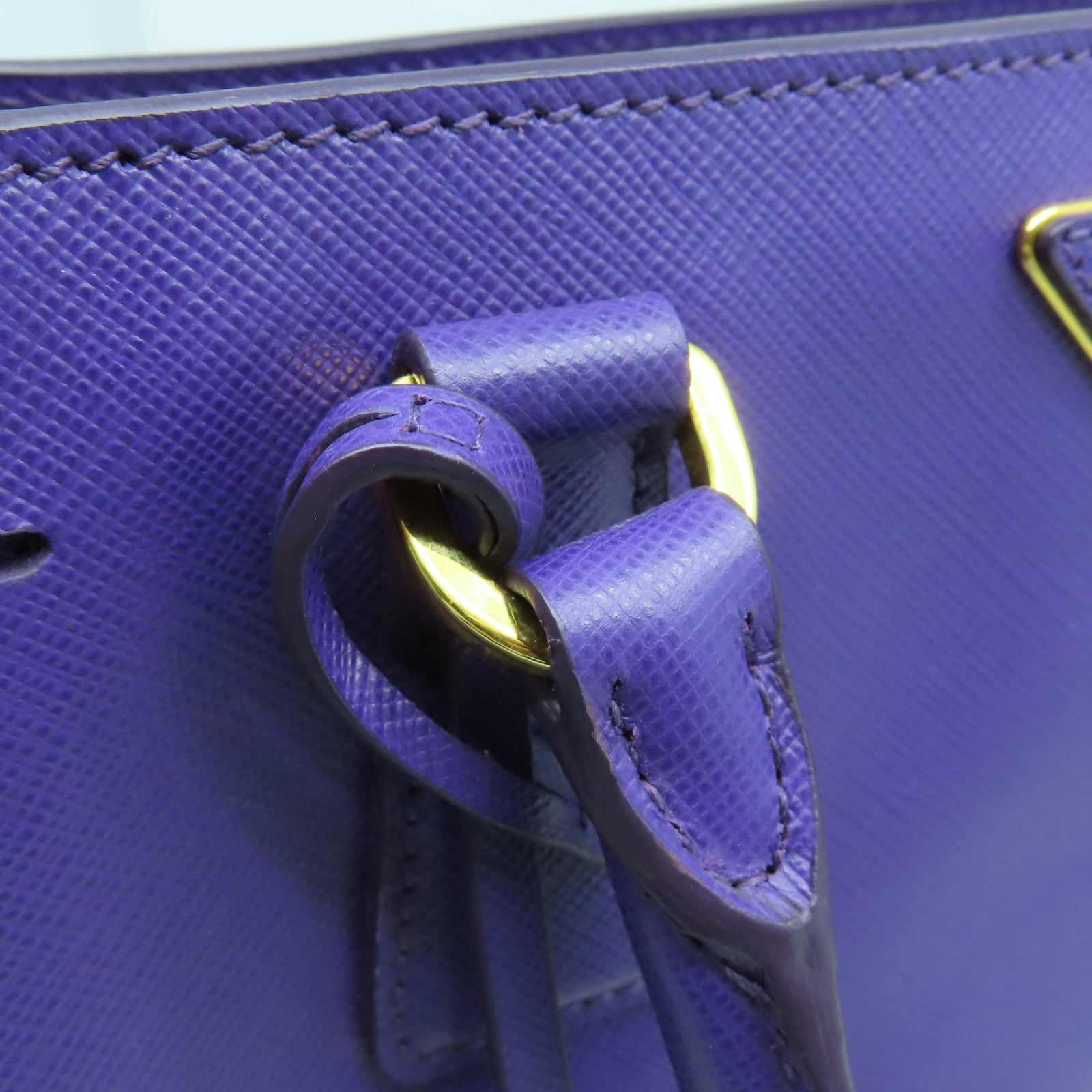 PRADA 牛皮皮革Shoulder Bag金扣手挽肩背兩用袋紫色