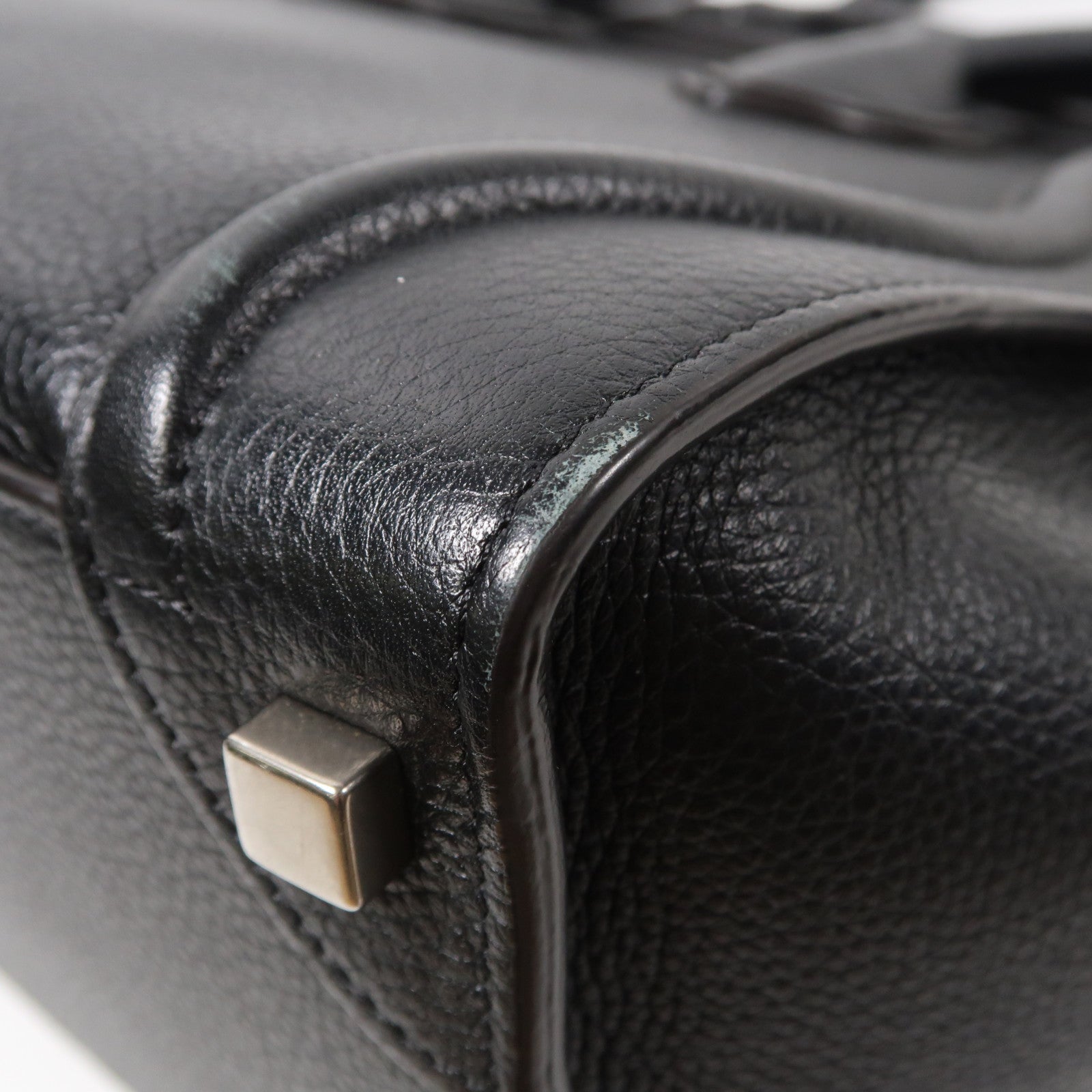 CELINE 牛皮皮革Luggage銀扣肩背袋黑色
