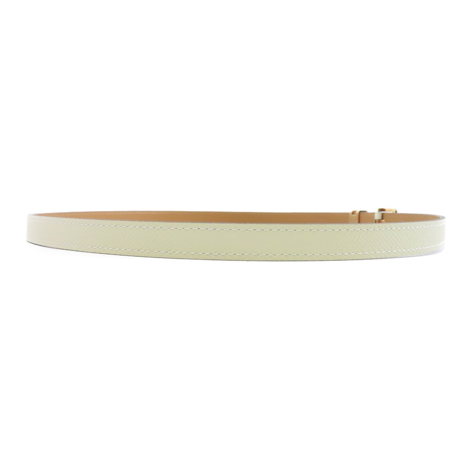HERMES 【激減優惠】Epsom皮革Pop H Belt金扣皮帶10 Craie鉛筆白