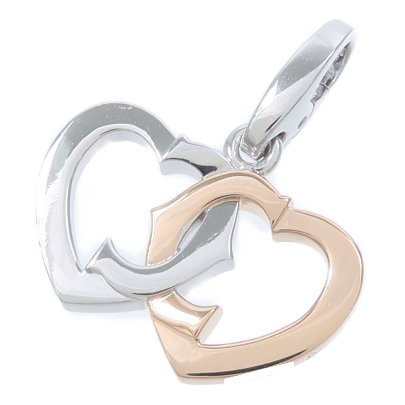 CARTIER 18K白金/玫瑰金Double C吊墜
