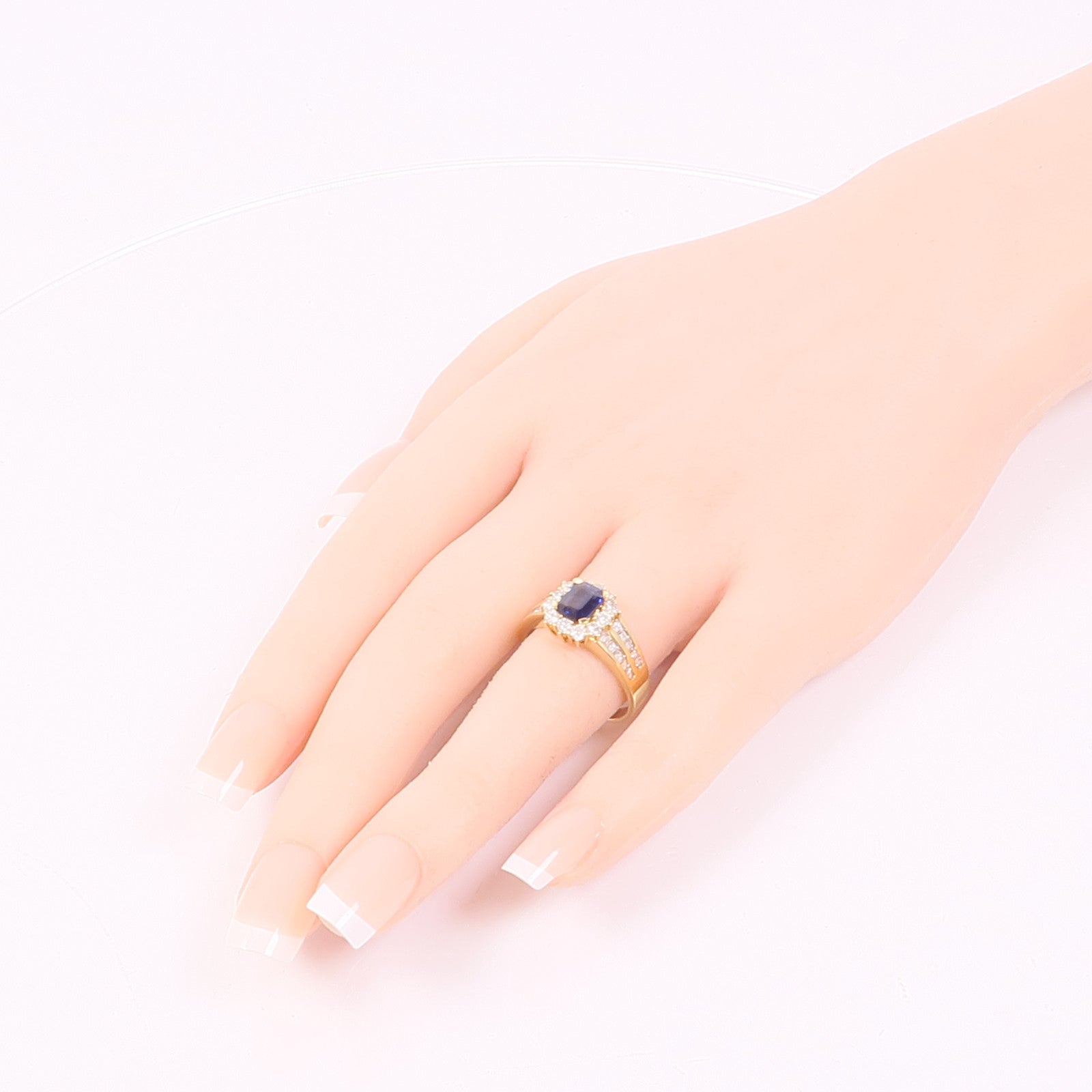 JEWELRY 【激減優惠】18K黃金Sapphire/Diamond Ring藍寶石/鑽石戒指US#8.75