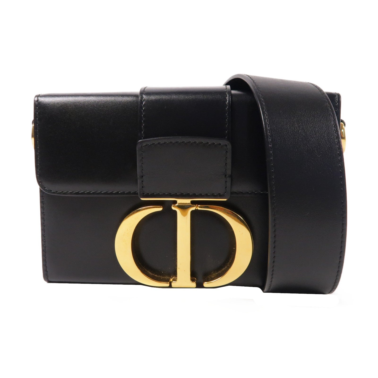 Dior 牛皮皮革30 Montaigne金扣肩背袋黑色