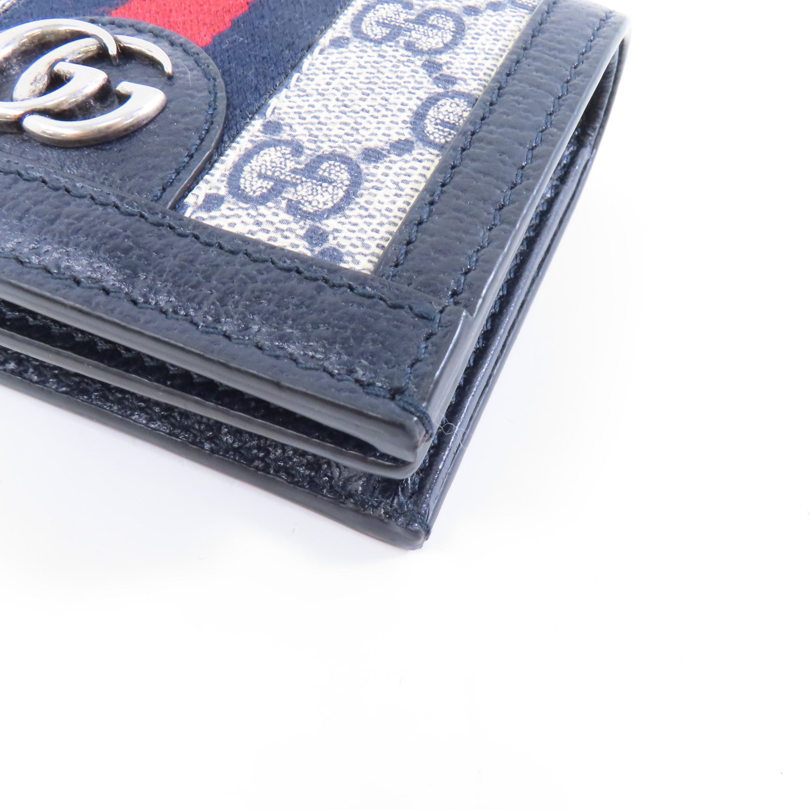 GUCCI 塗層帆布GG Surpreme Wallet銀扣錢包藍色/米色