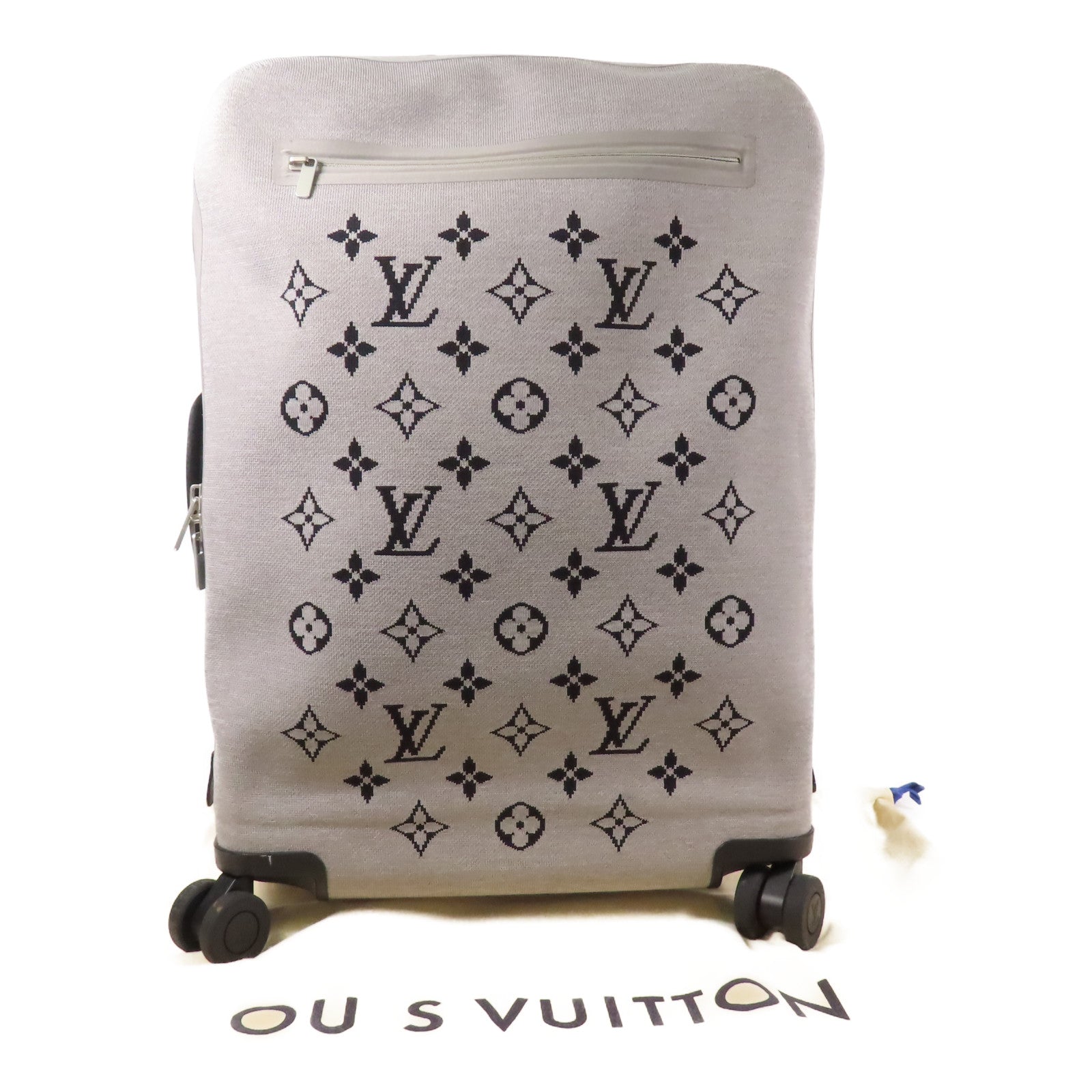 LOUIS VUITTON 針織布料/金屬Soft Horizon 55銀扣行李箱