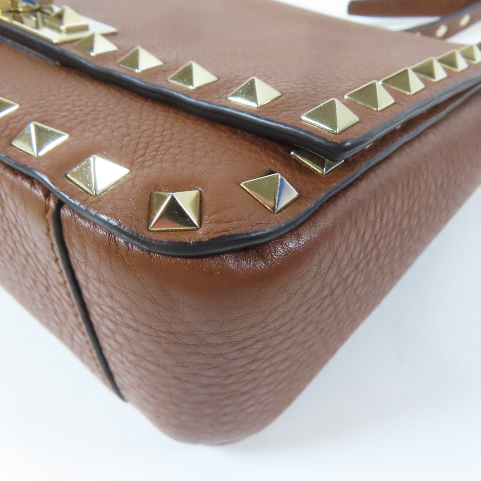 Valentino 牛皮皮革Shoulder Bag金扣肩背袋啡色