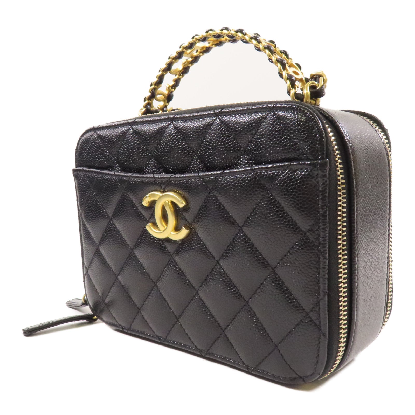 CHANEL 牛皮皮革2 Way Shoulder金扣手挽肩背兩用袋