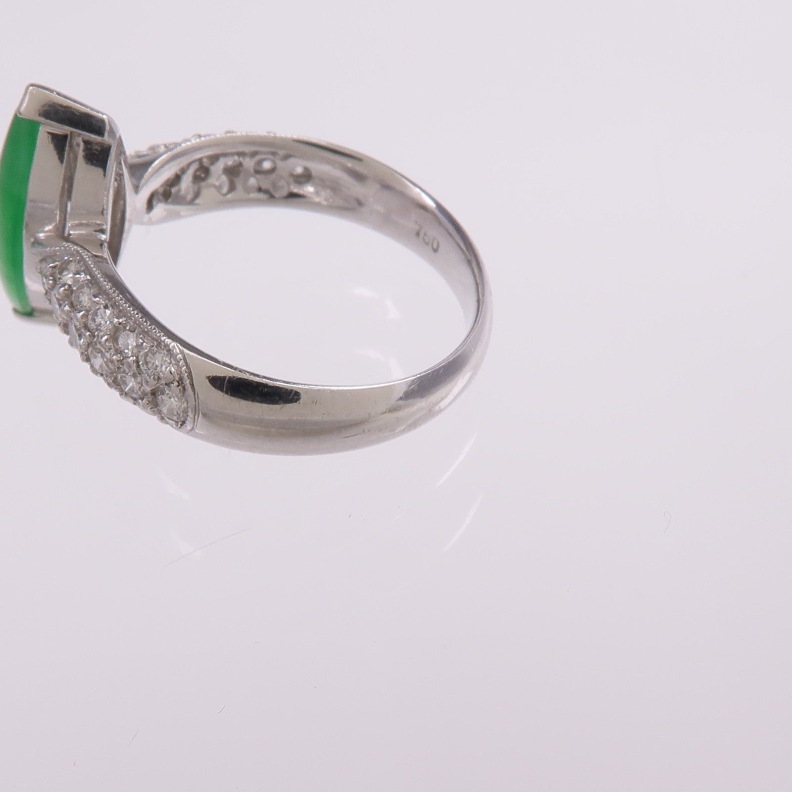 JEWELRY 【激減優惠】18K白金Jade Diamond Ring翡翠/鑽石戒指US#4.75