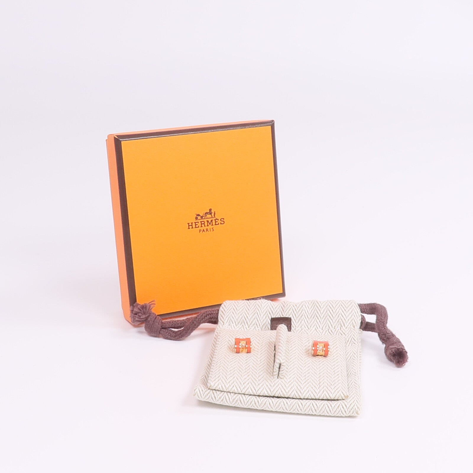 HERMES 金屬/琺瑯Mini Pop H金扣耳環
