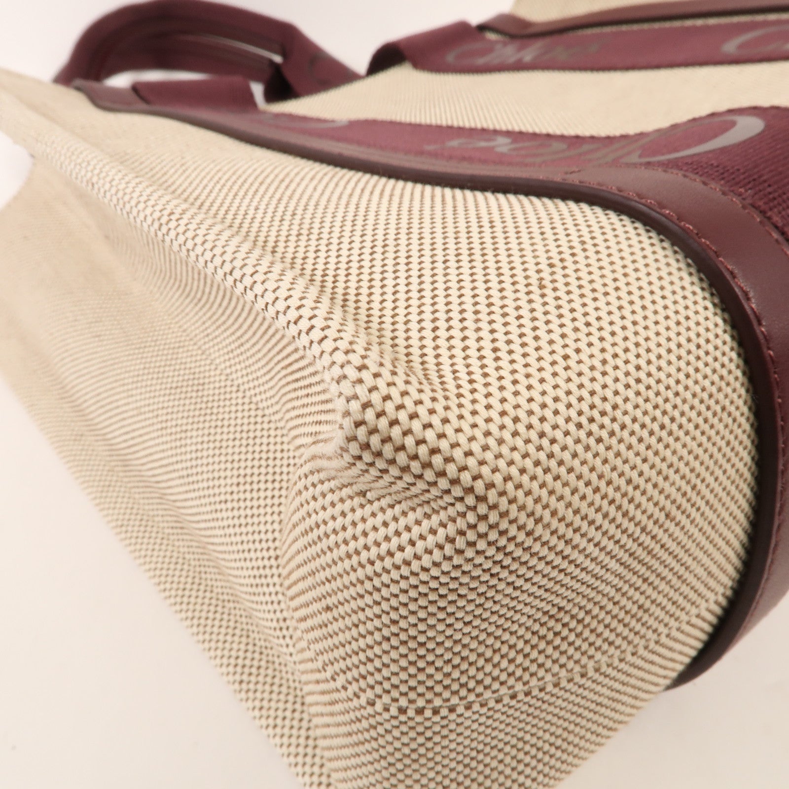 Chloe 麻質/皮革WoodyTote Bag Medium手挽袋