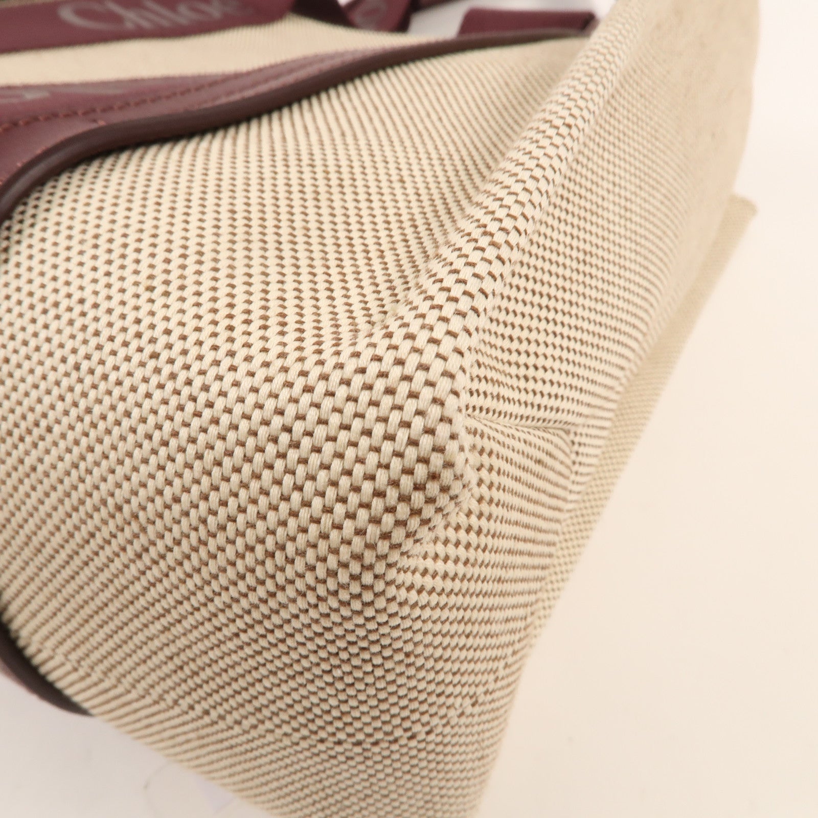 Chloe 麻質/皮革WoodyTote Bag Medium手挽袋