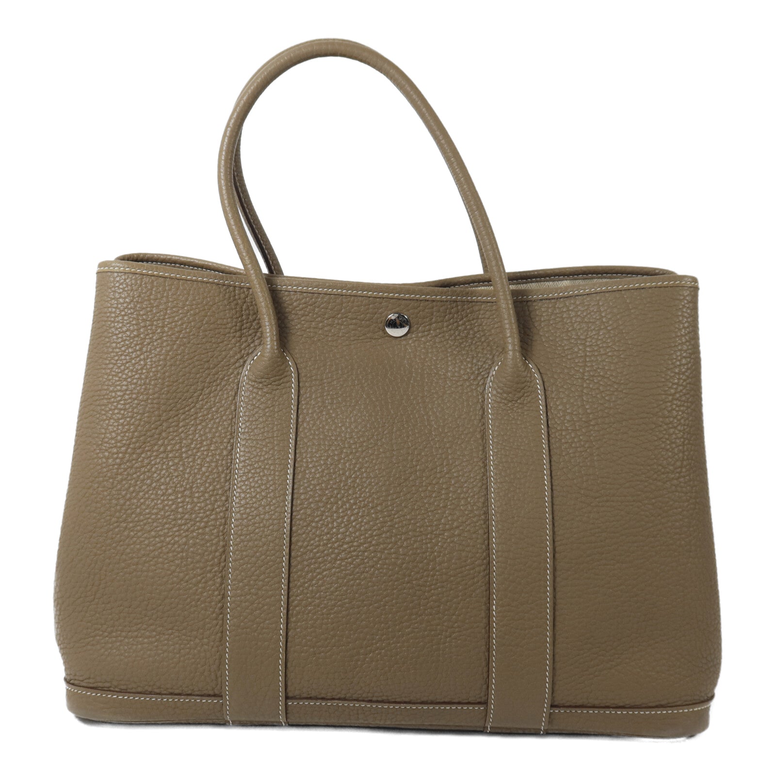 HERMES Clemence皮革Garden Party PM手挽袋Etoupe