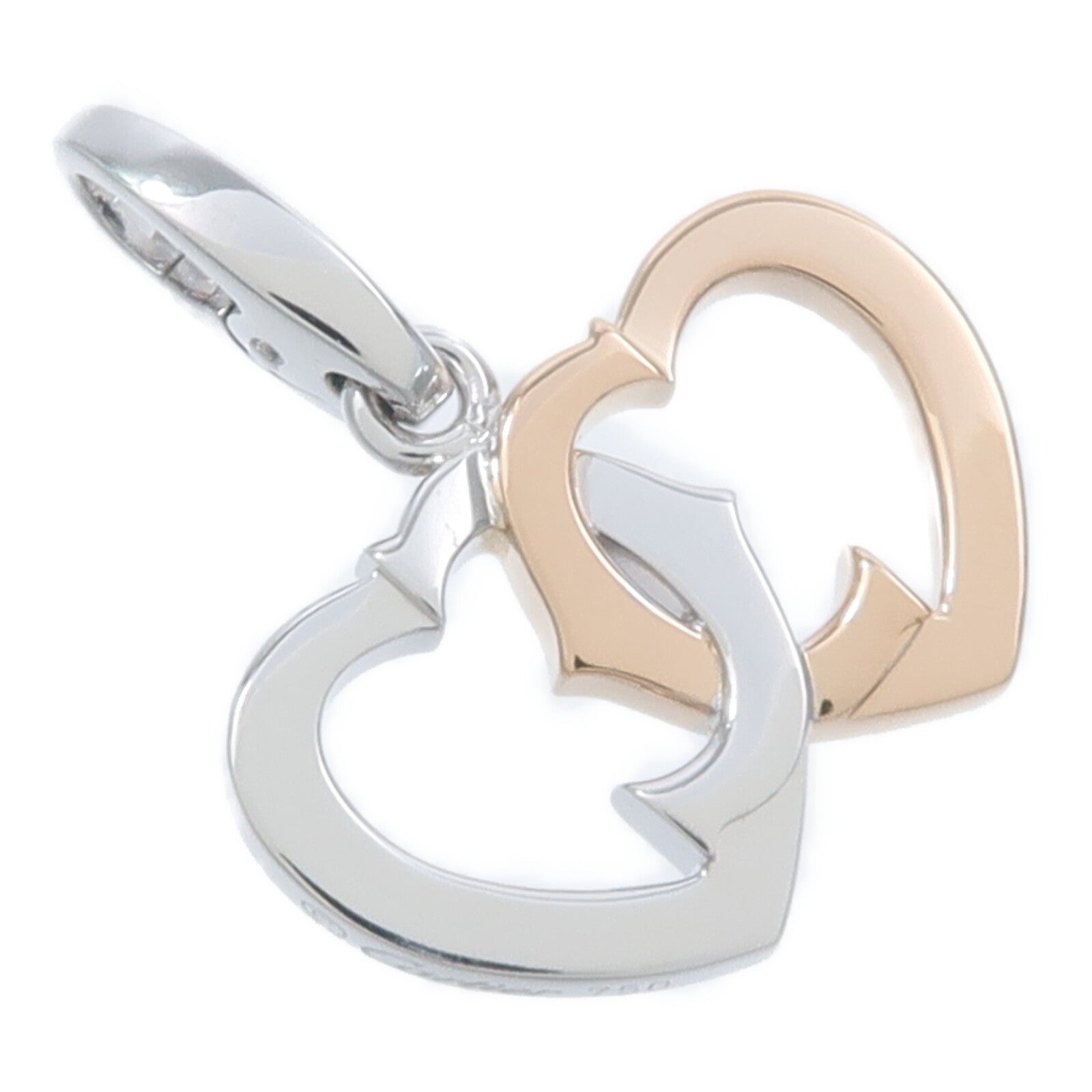 CARTIER 18K白金/玫瑰金Double C吊墜
