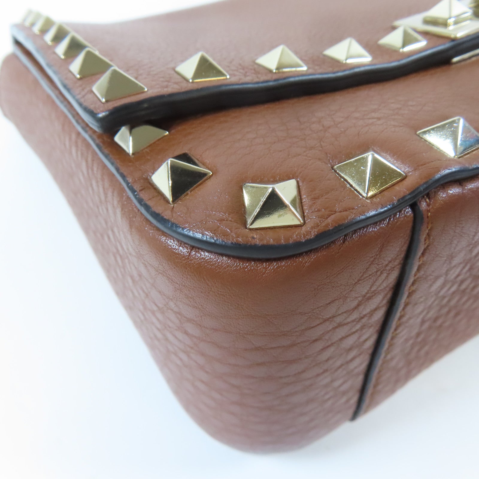 Valentino 牛皮皮革Shoulder Bag金扣肩背袋啡色