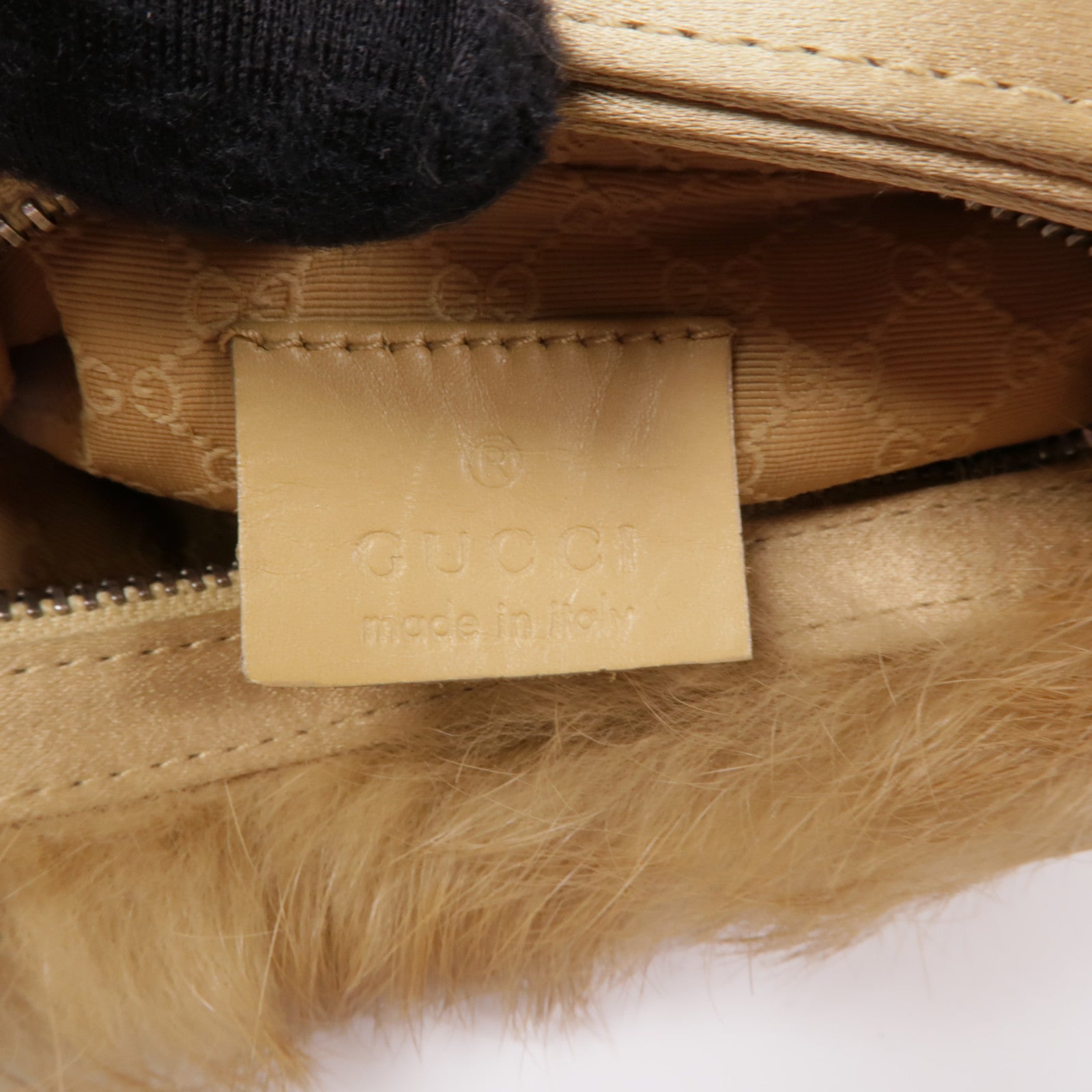 GUCCI 【激減優惠】兔毛Clutch手挽袋棕色