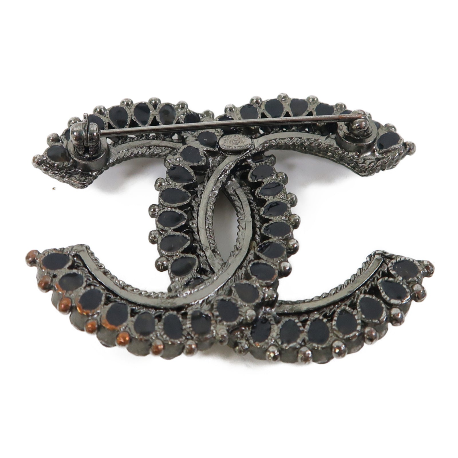 CHANEL 金屬CC Logo Brooch胸針黑色