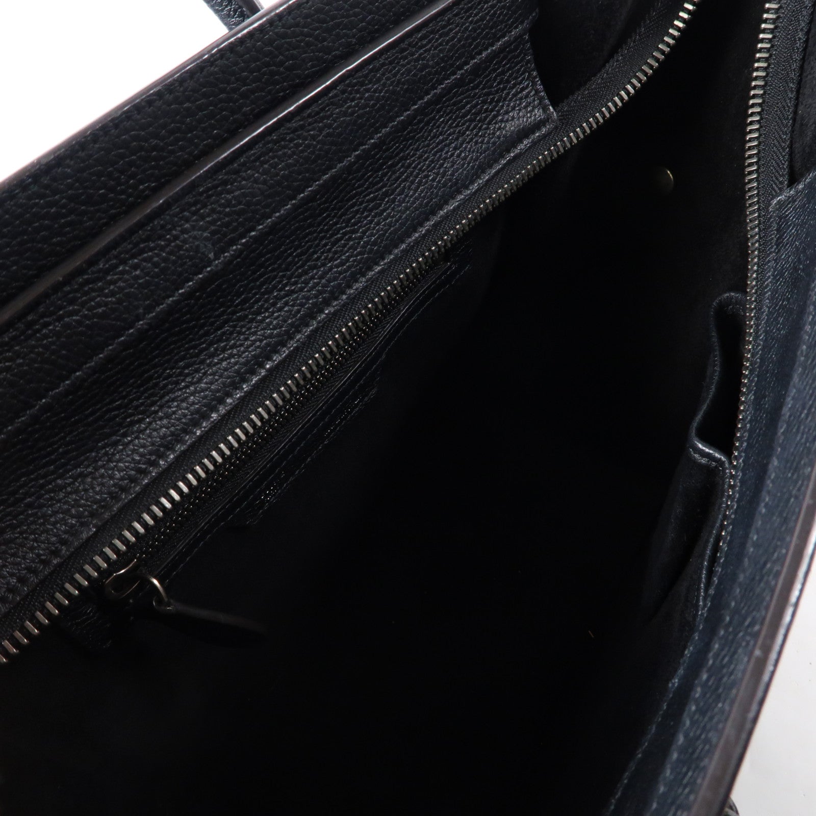 CELINE 牛皮皮革Luggage銀扣肩背袋黑色