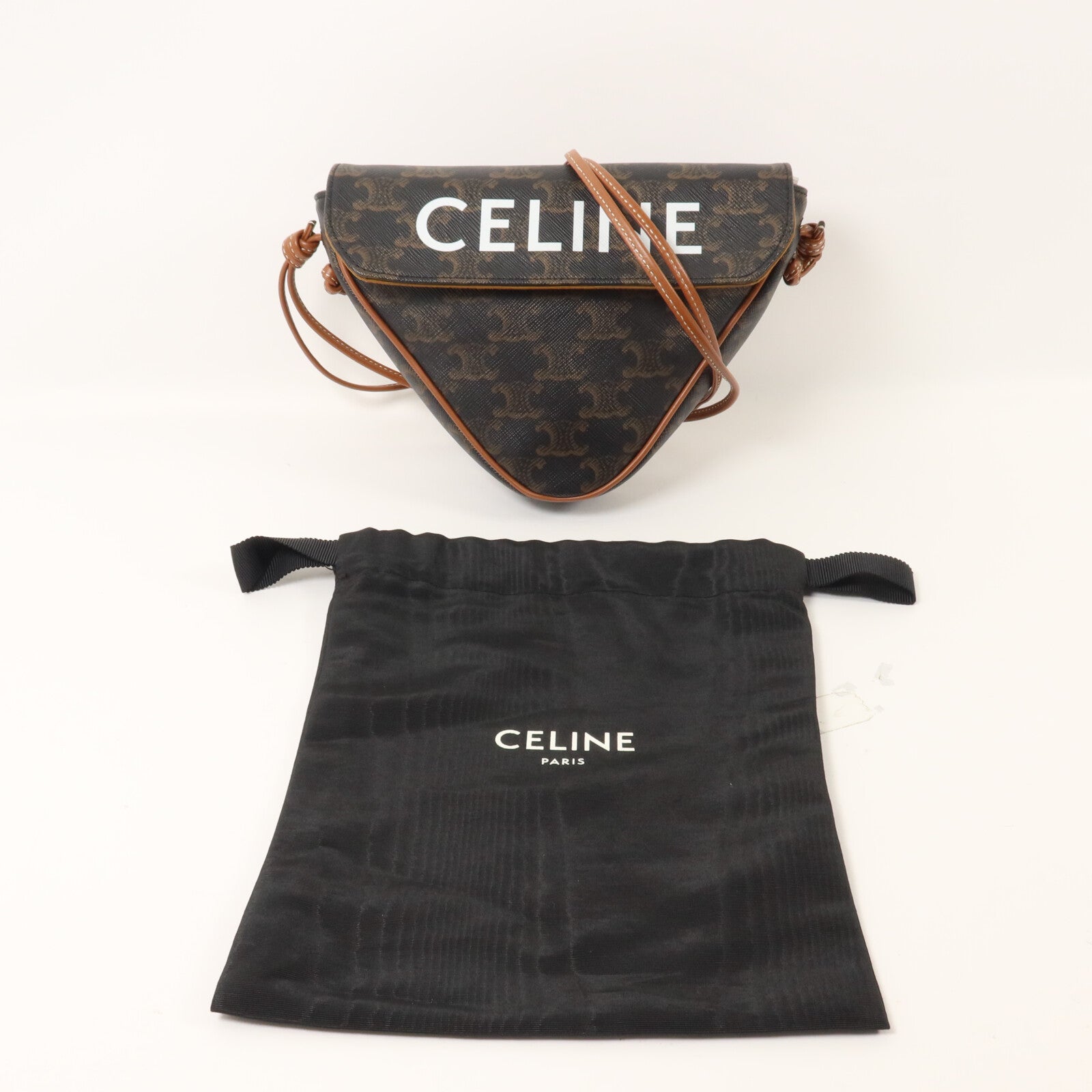 CELINE 塗層帆布Triangle Bag肩背袋
